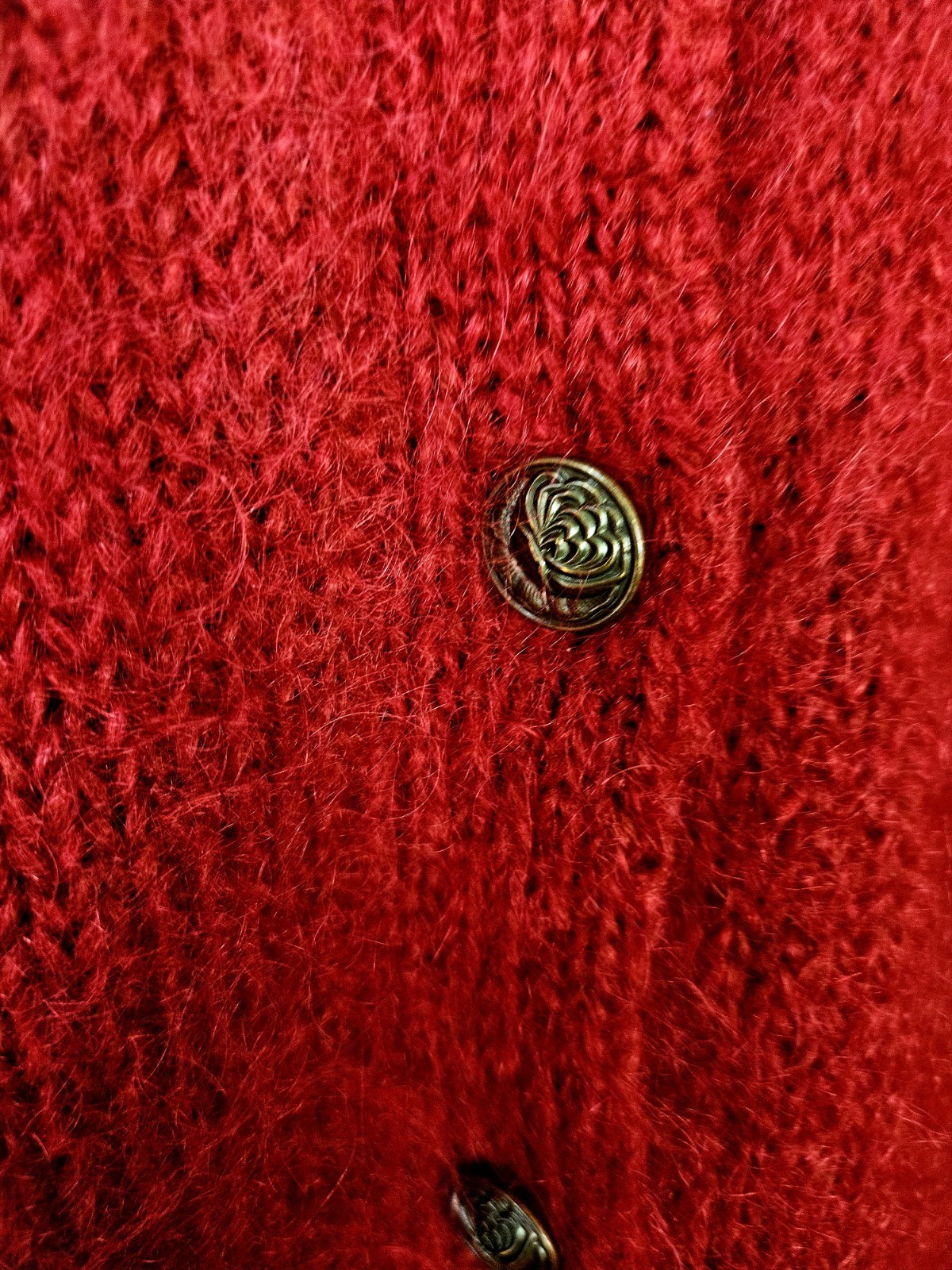 Vintage Harve Bernard Mohair Red Sweater Cardigan Womans 42 inch Chest