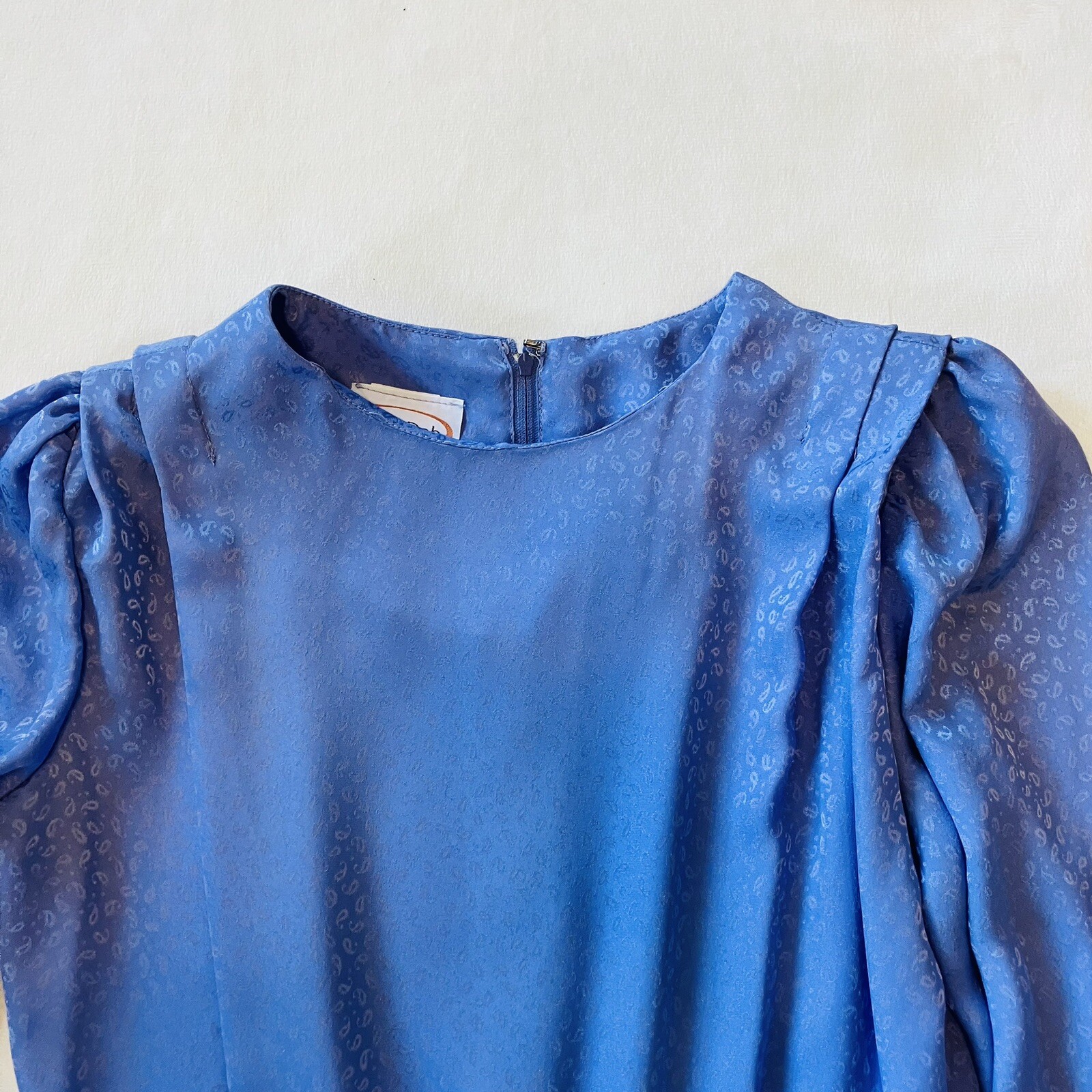 VTG 80’s AMY-DEB Women’s Sz 12 Blue Elastic waist Dress Lightweight 3/4 Sleeves