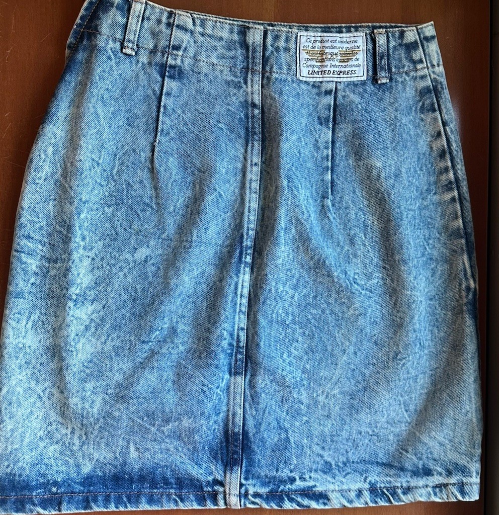 Vtg 80s Limited Express Acid Wash Denim Skirt Sz 9 Made in USA High Waist