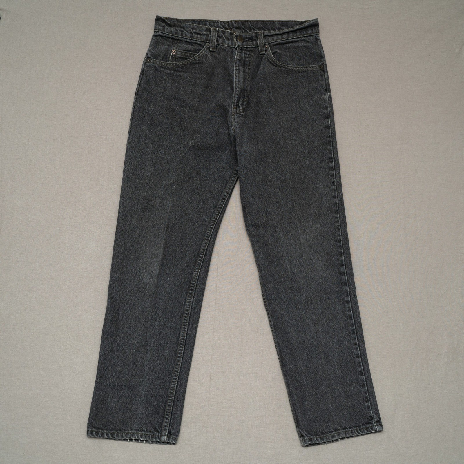 Vintage 80s Levis Leather Tab 540 Relaxed Fit Taper Faded Black Denim Jeans
