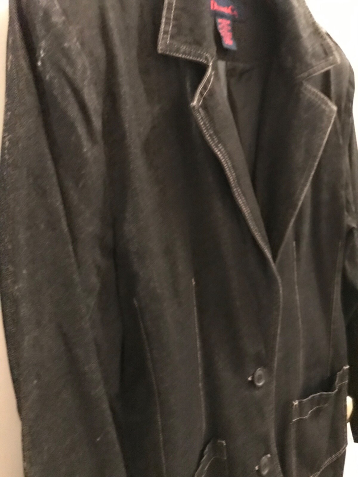 Vtg Denim & Co. Button Front Blue Blazer Jacket Lined M Shoulder Pads 80’s RARE