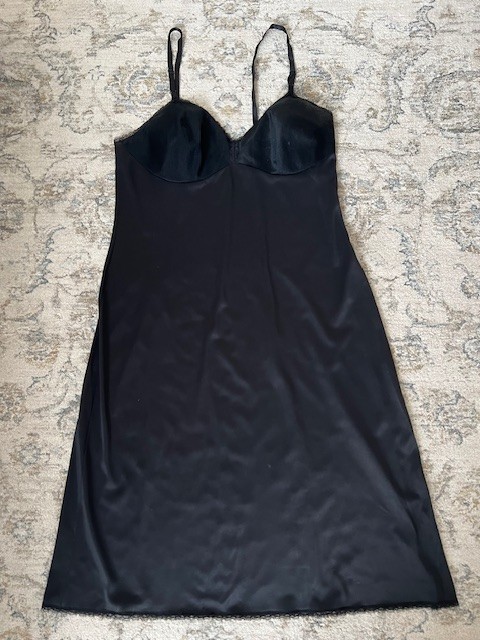 Vintage Vanity Fair Nightgown Lace & Sheer Spaghetti Straps Black Size 36 M New
