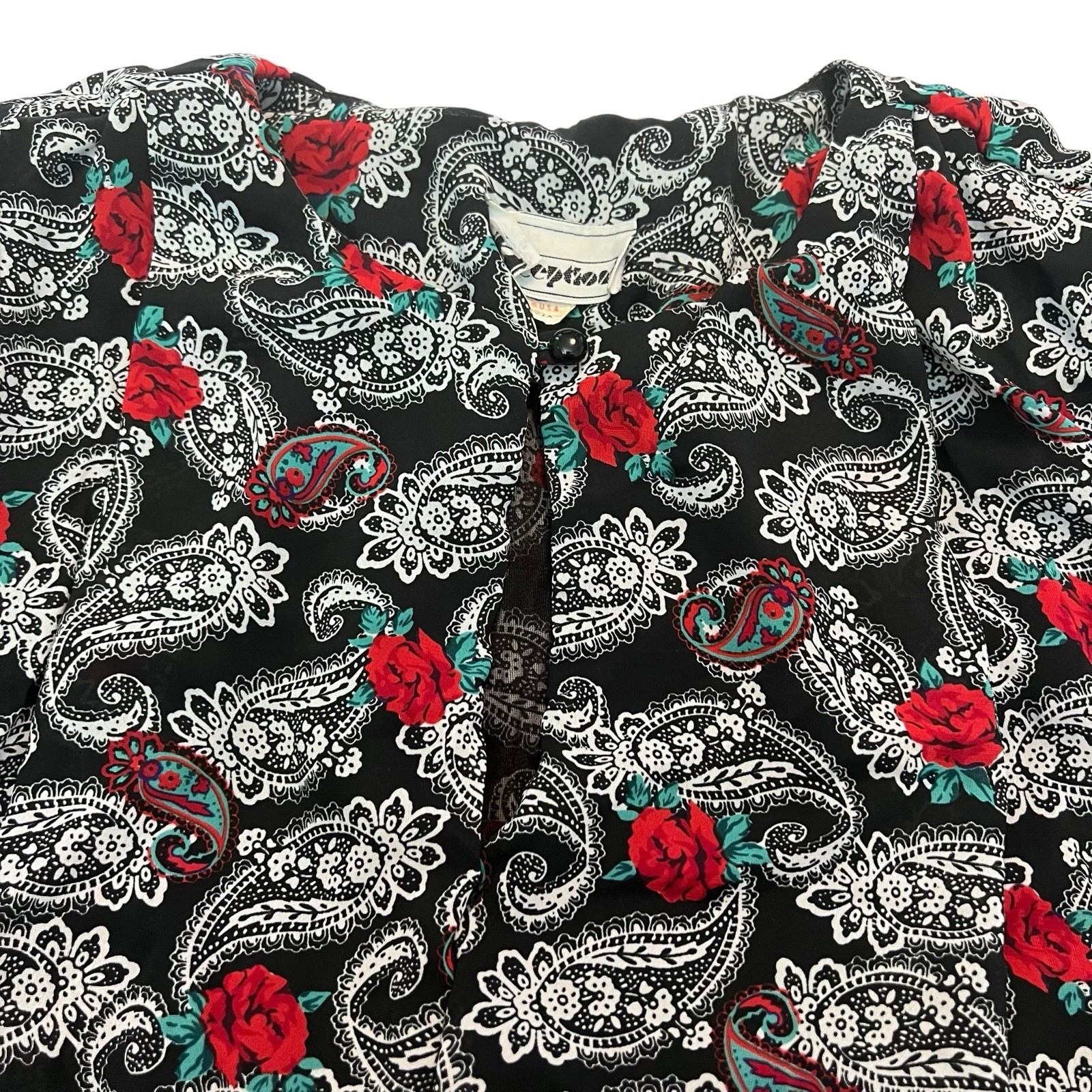 Vintage Perceptions Union Made Dress – Paisley Rose Print, 70s/80s Boho Midi
