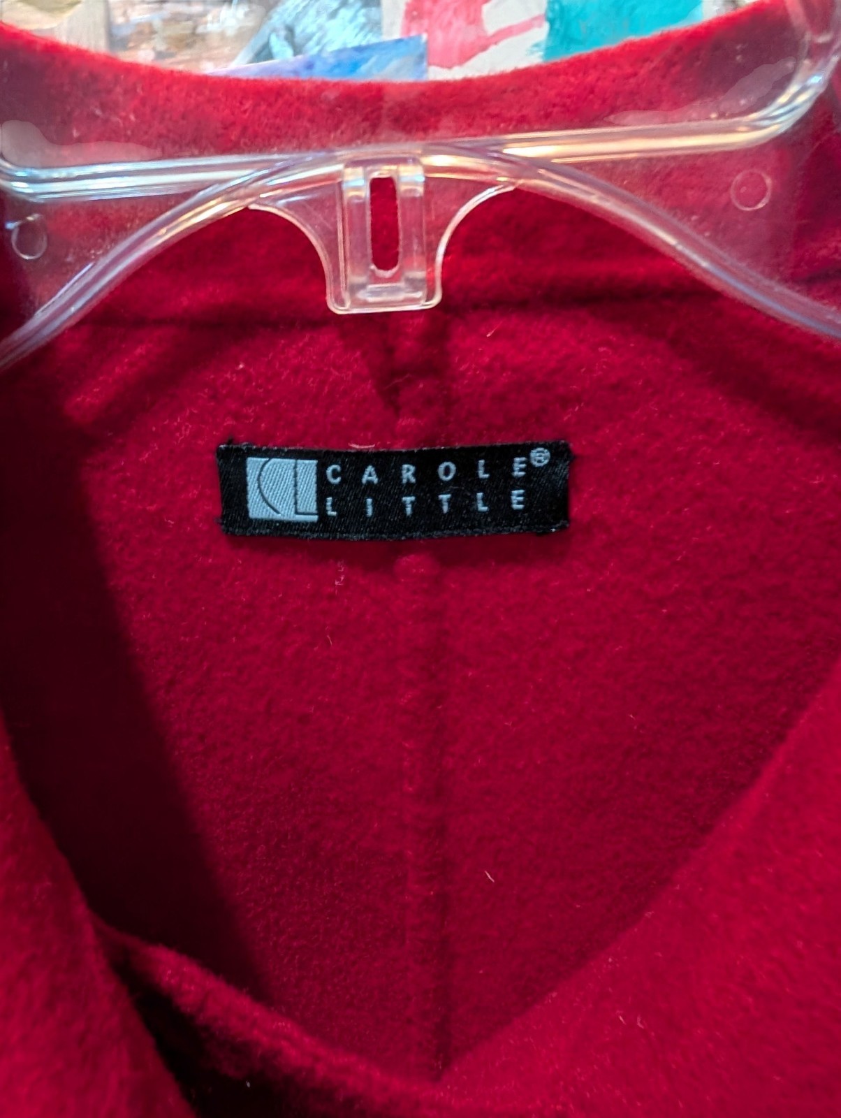 Vintage Red 100% Boiled Wool Coat- Medium, Carole Little, Button Front, Collared