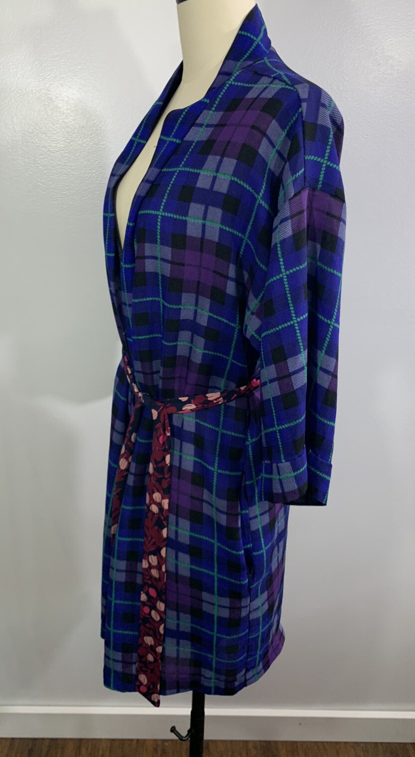 Vintage Robe Plaid 1960s MCM Small