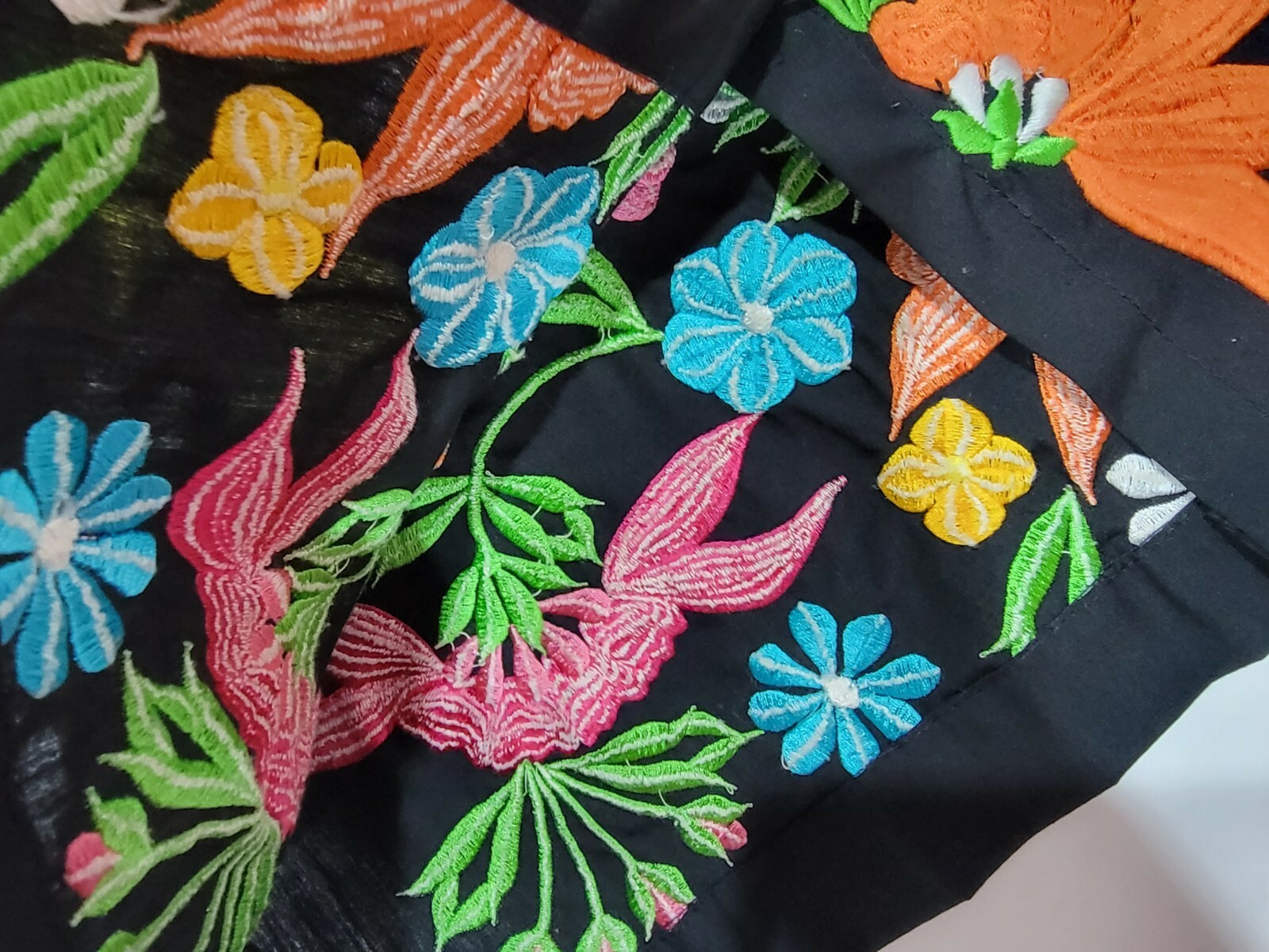 Vintage Colorful Heavy Embroidered Floral Button Blouse Top Jacket Art to Wear M