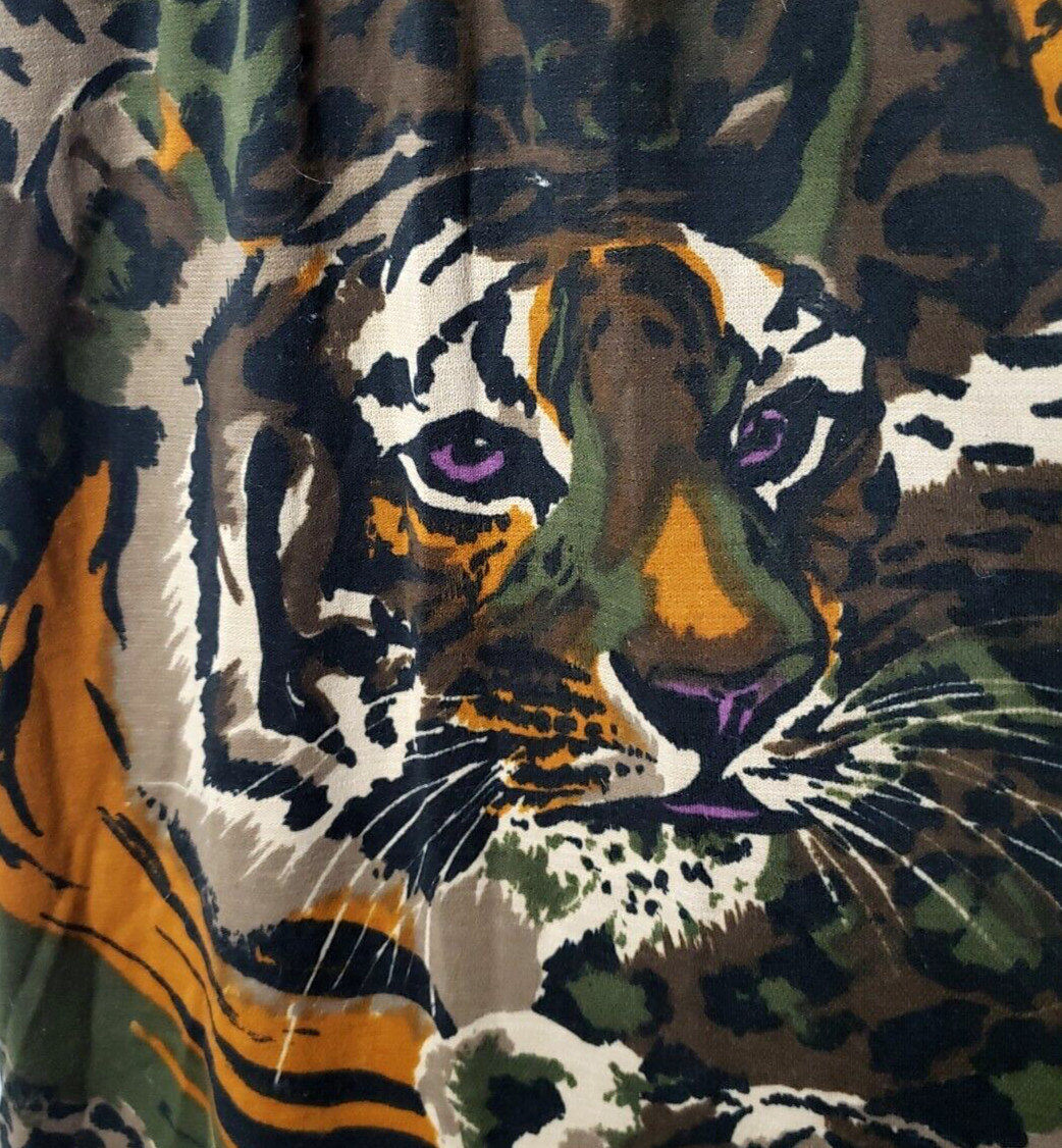 Vintage 70s Pinup Sheath Dress 7 Wiggle Tiger Jungle Camo Rockabilly Union USA