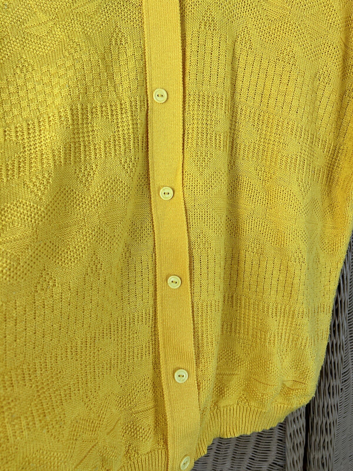 Vintage Women Sweater Short Sleeve Academia Classic Diana Margo Yellow 1X