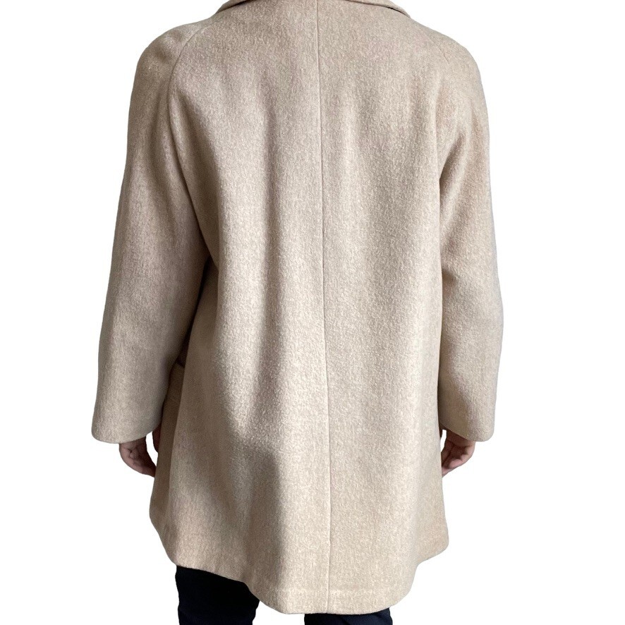 Vintage Bromley Collection Womens Cream Wool Mid Length Retro Trench Coat Sz 16