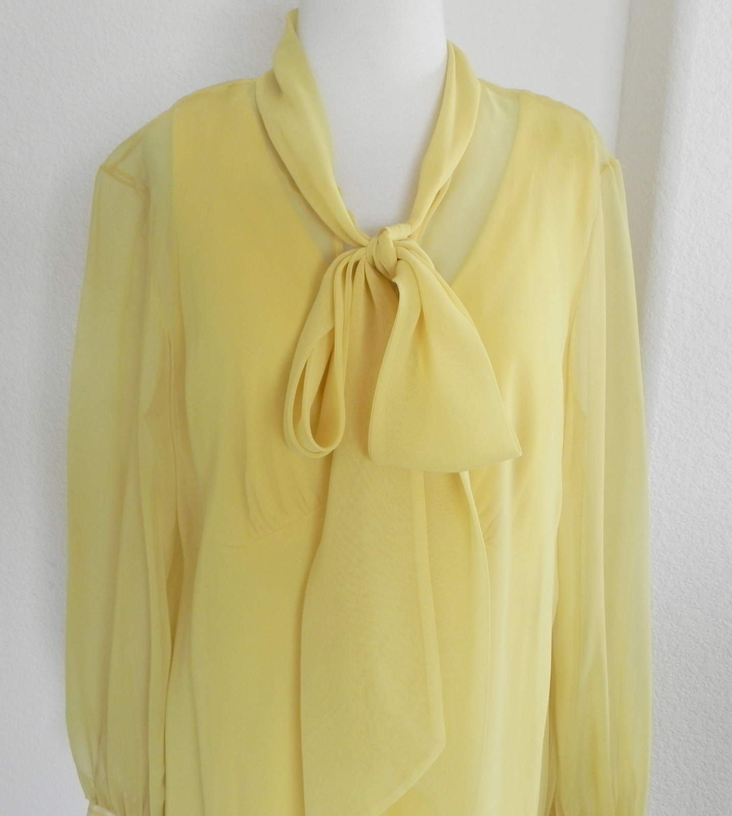 Vtg Lane Bryant 2 PC Long Sleeve Tunic /Maxi Dress Chiffon/Jersey Yellow Size 10
