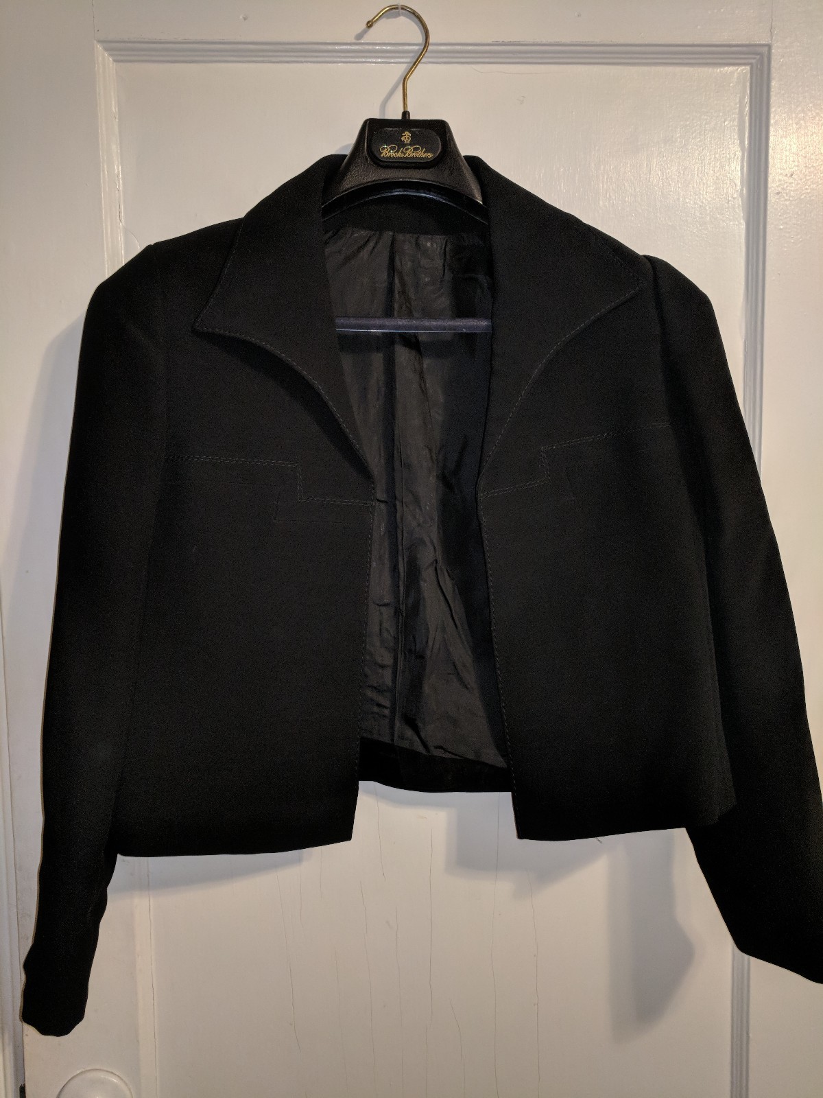 ItalianStyle Marzotto Woman’s Black Open-Front Blazer Coat – Size 46