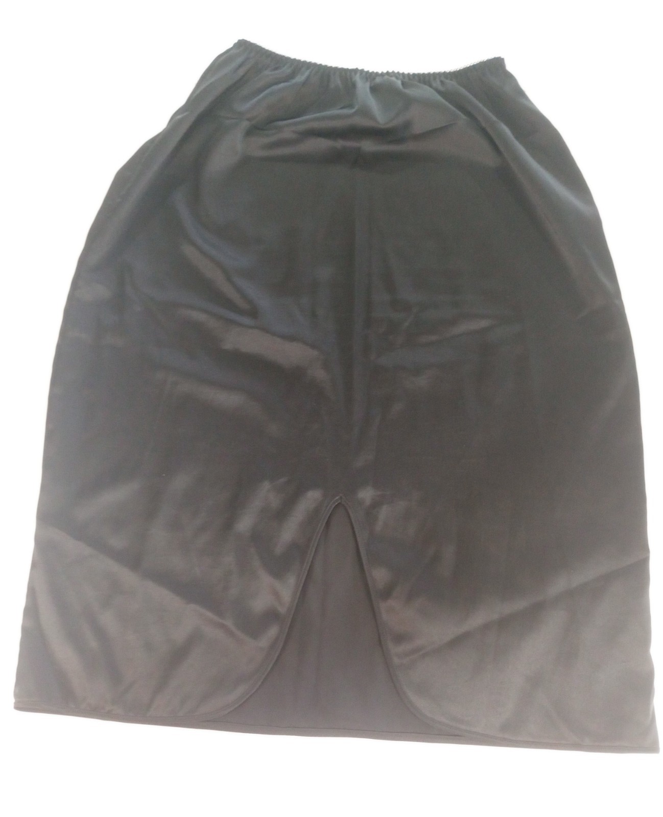 Vtg Lady Lynn Half Slip Women’s Sz Medium Black Satin 7 1/2 inch Back Slit