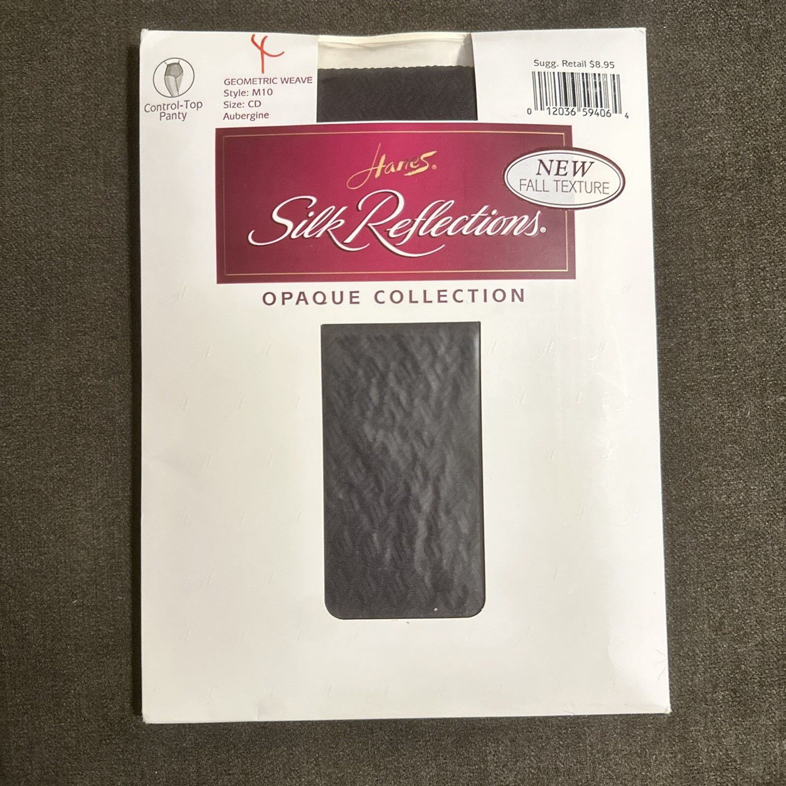 NEW ‘98 Hanes Silk Reflections Opaque Collection Pantyhose Size CD Aubergine M10