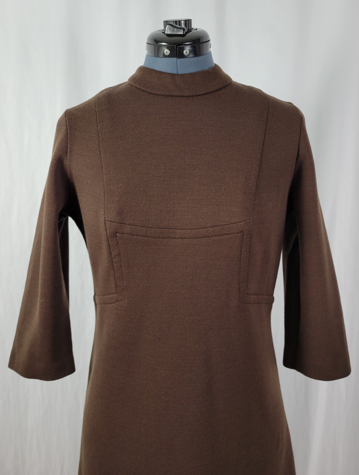 Vintage Puritan Forever Young Brown Sheath Dress w Paneled Bodice Size XS/S?