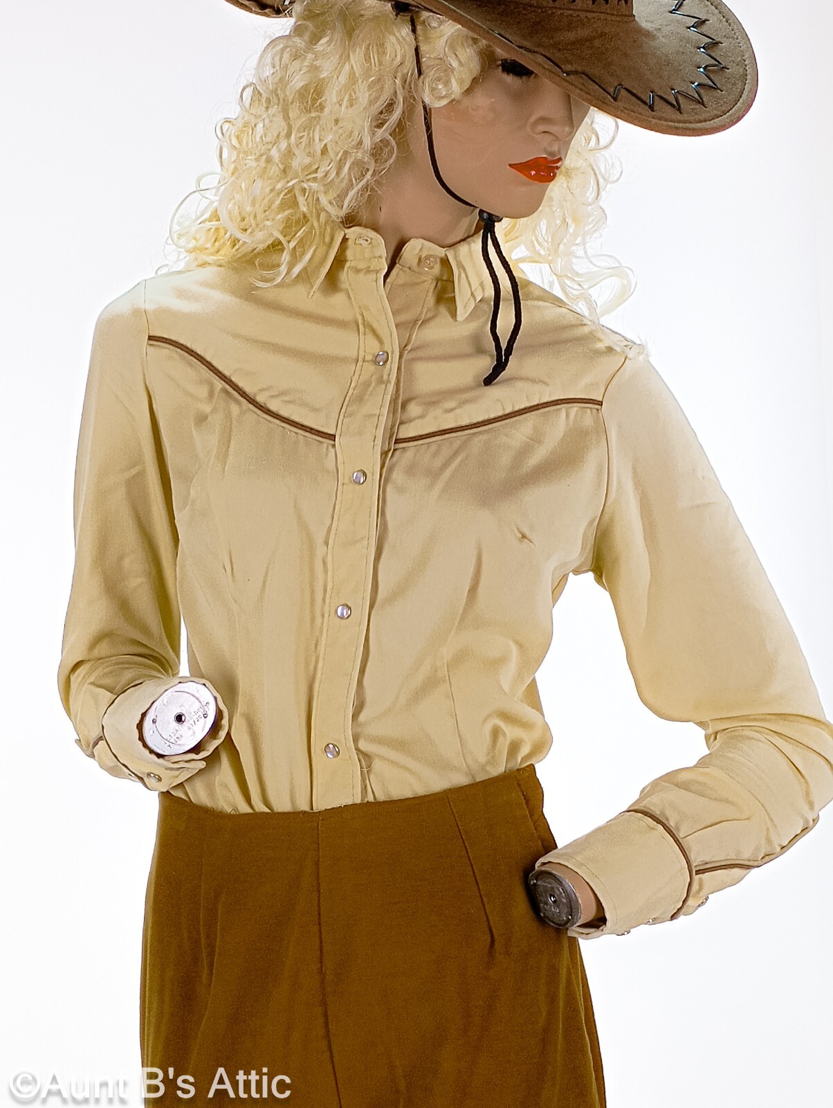 Western Cowgirl Outfit 3Pc Vtg 60’s-70’s Br/Tan Fringed Pant Shirt & Jacket SM