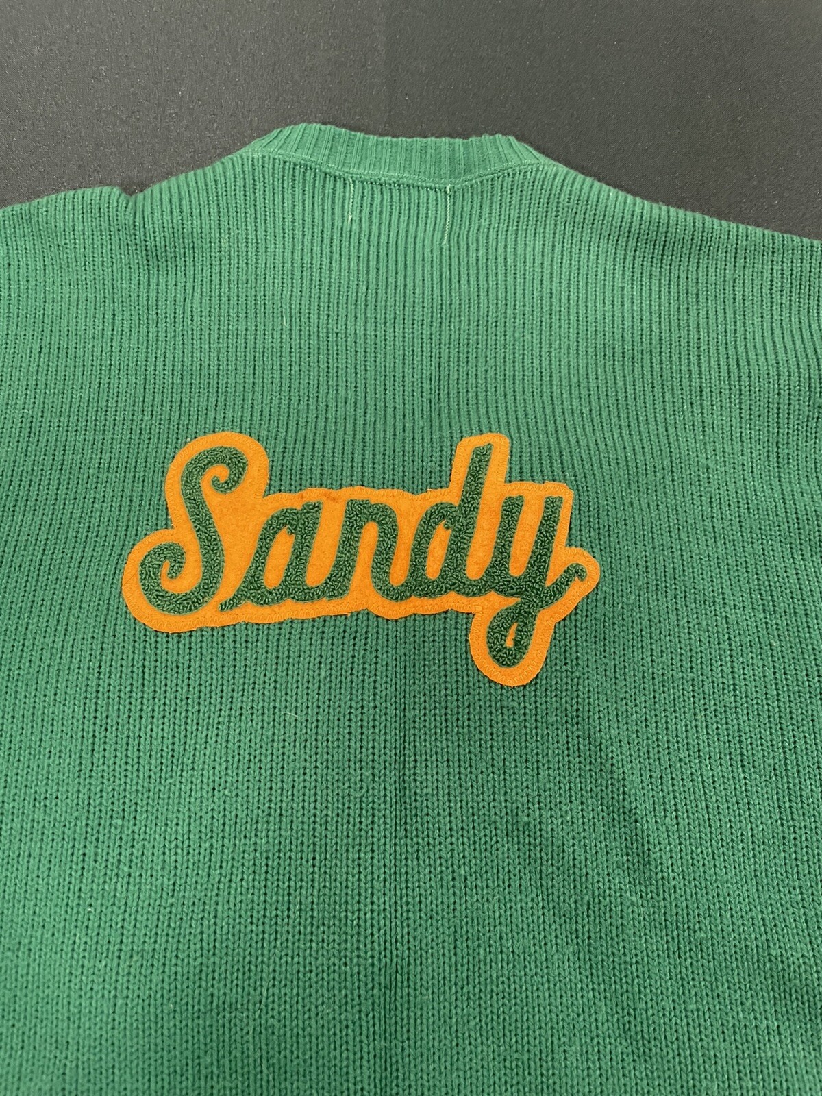 Vintage Womens 82’ Cheerleader Knit Sweater USA Green /Yellow