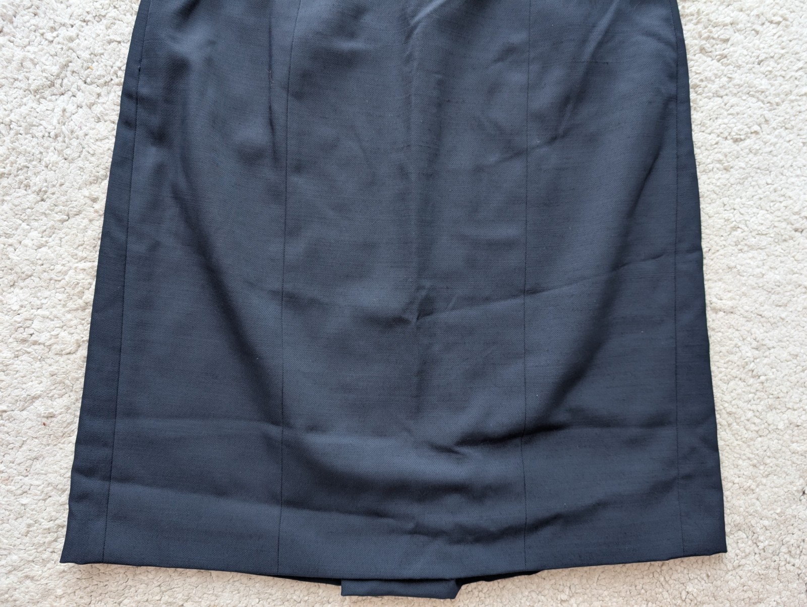 PRADA Womens Navy Blue Virgin Wool Nylon Knee Length Skirt A-Line Pencil Sz 42 M