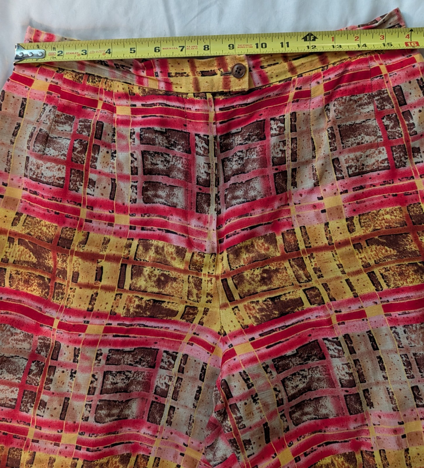 OOAK Pant Suit Women Sz 14 Harve 3D Flower Abstract Color Casual Crop Legs Lined