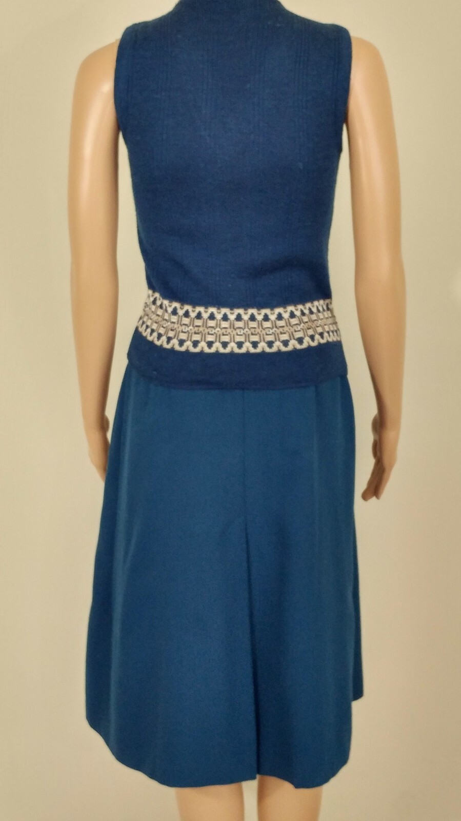 Vintage 1970s Panther Turquoise Vest & Skirt Set A-Line Knit Small 5/6