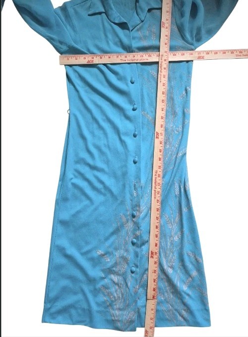 Vintage Alfred Shaheen Dress Asian Inspired Womens Size 6 Sheer Sleeves