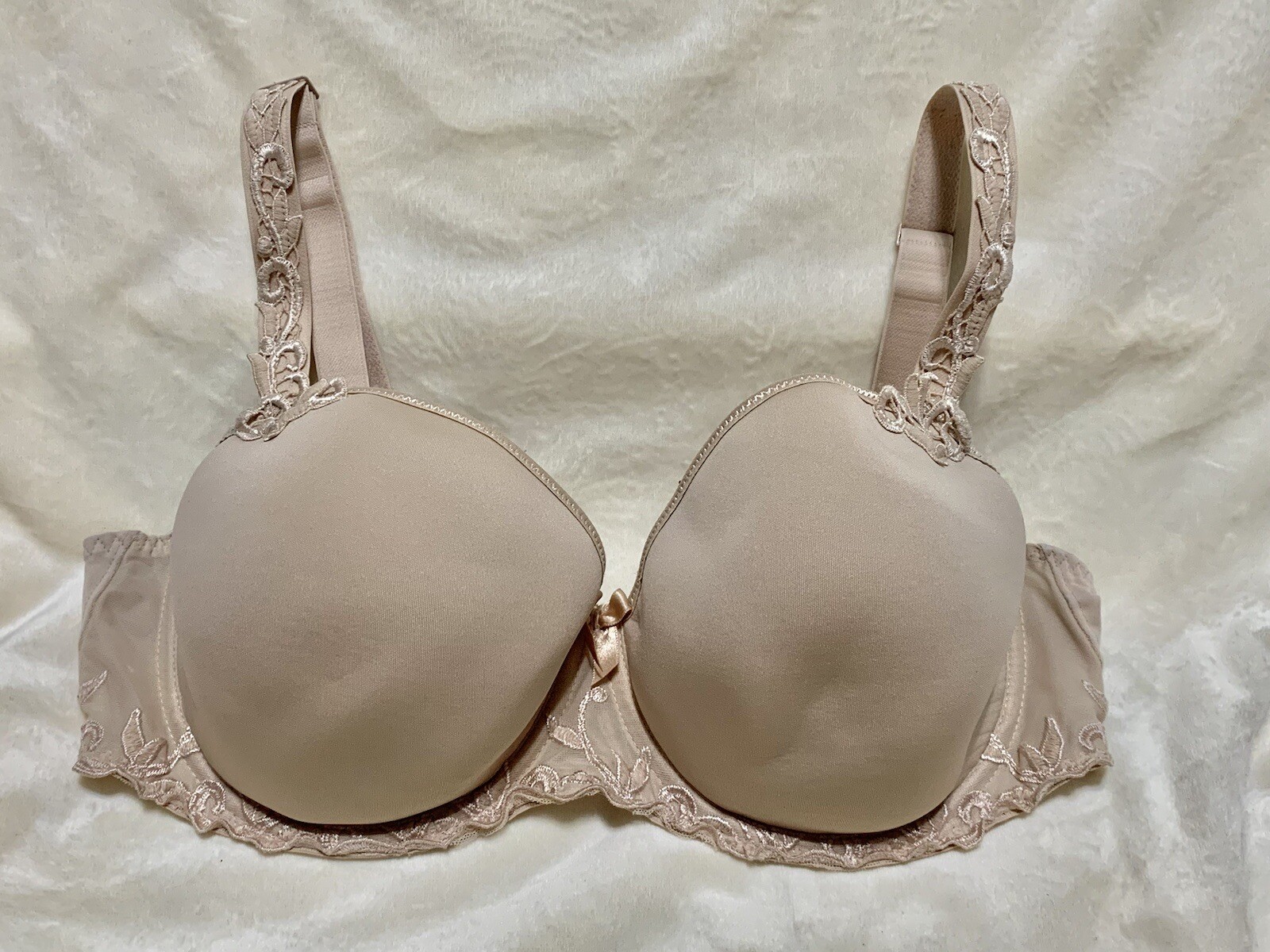 Simone Perele Bra Beige Nude 131343M 36E Embroidered Bra
