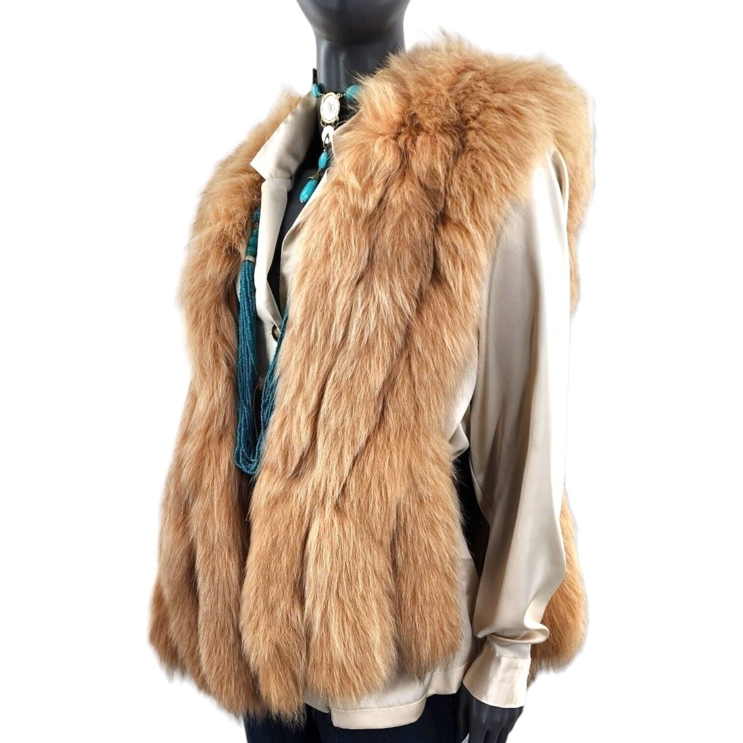 Jacques Saint Laurent Honey Blonde Fox Tail Vest 1980s Paris New York Vintage