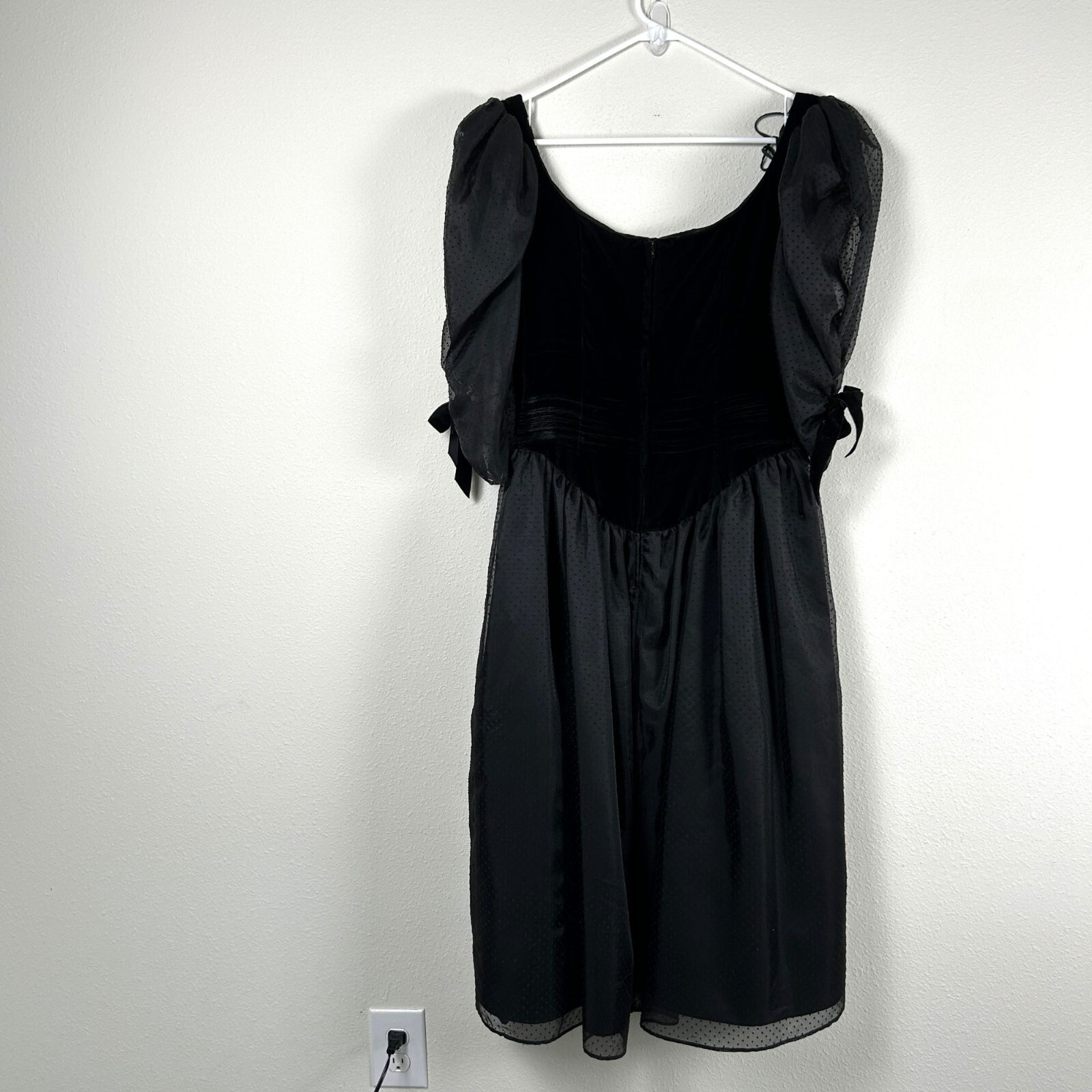 Vintage Gunne Sax Jessica McClintock Dress Size 11 Black Velvet Lace Gothic Gown