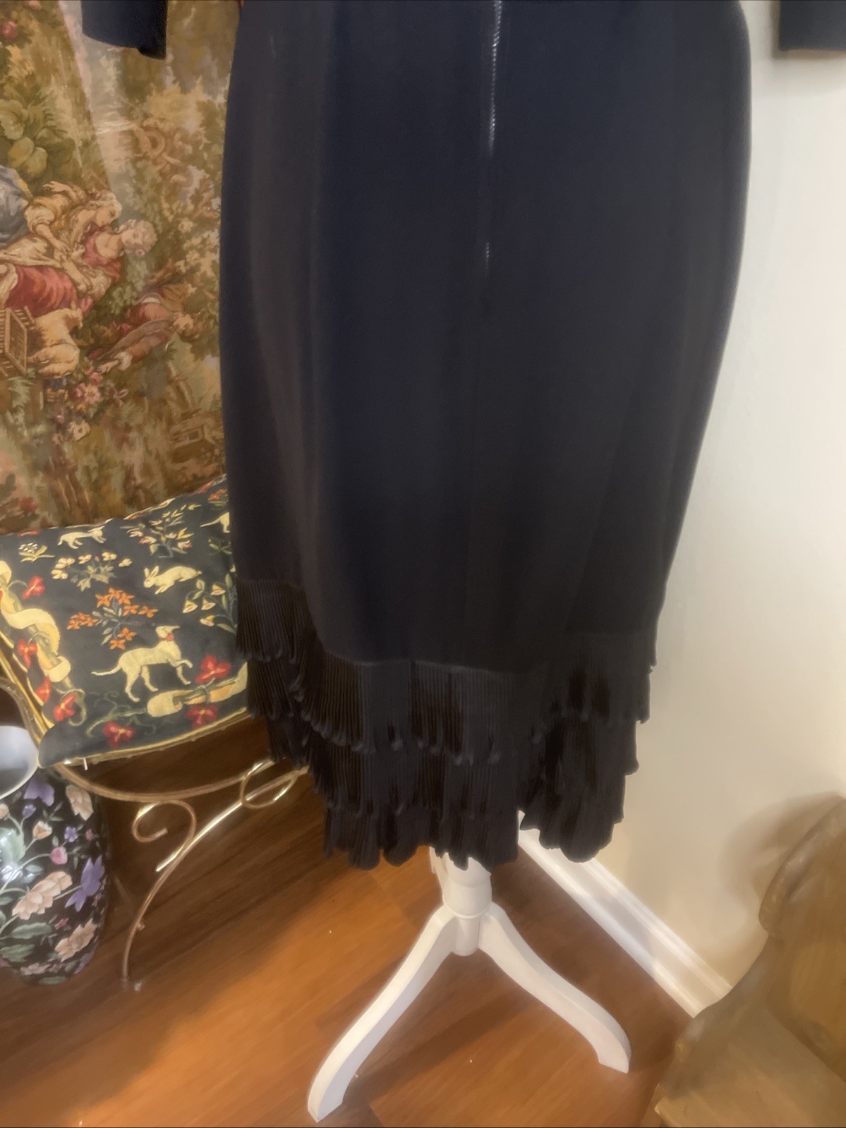 Vintage The Crescent Spokane Black Ruffle Cocktail Dress ILGWU Union Made