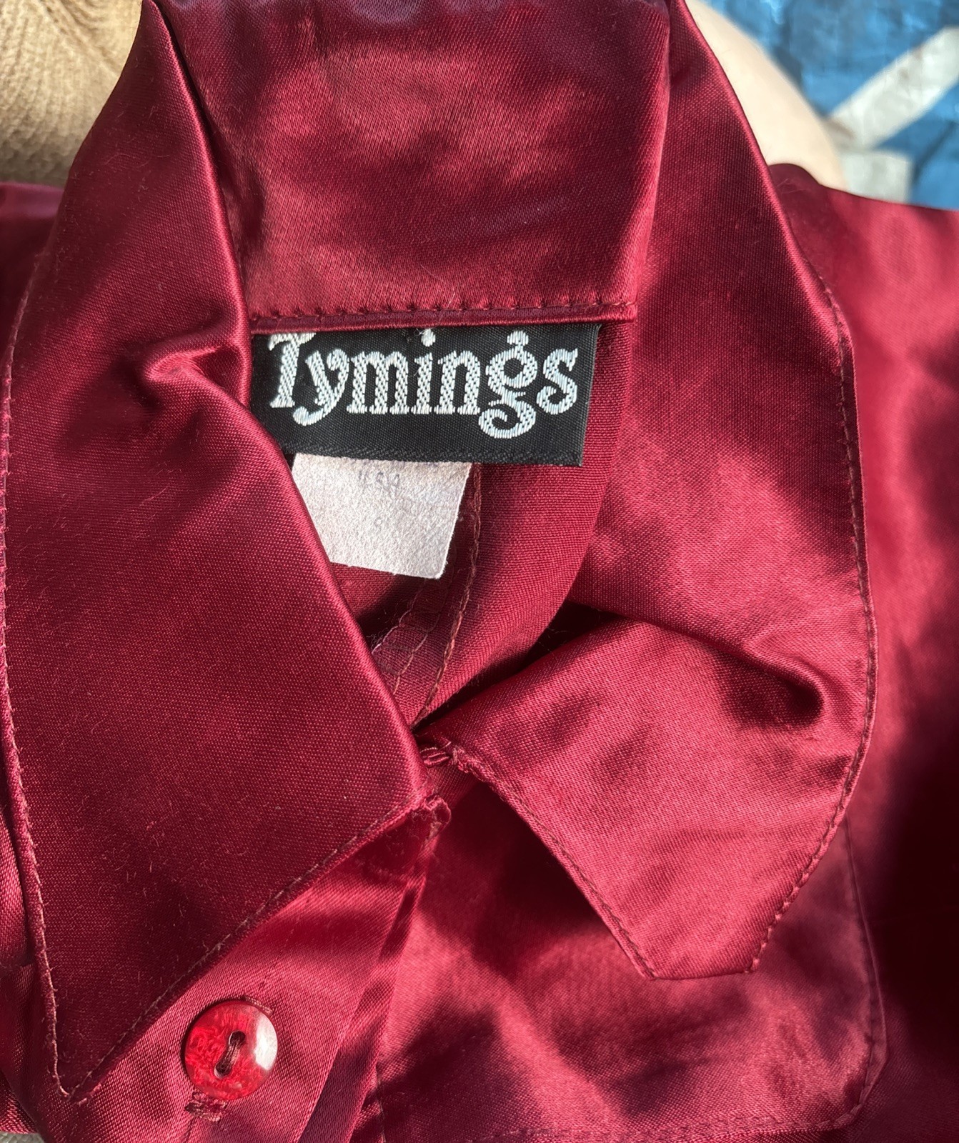 Vintage Classic 90s Tymings Burgundy Long Sleeve Liquid satin Button Up blouse S