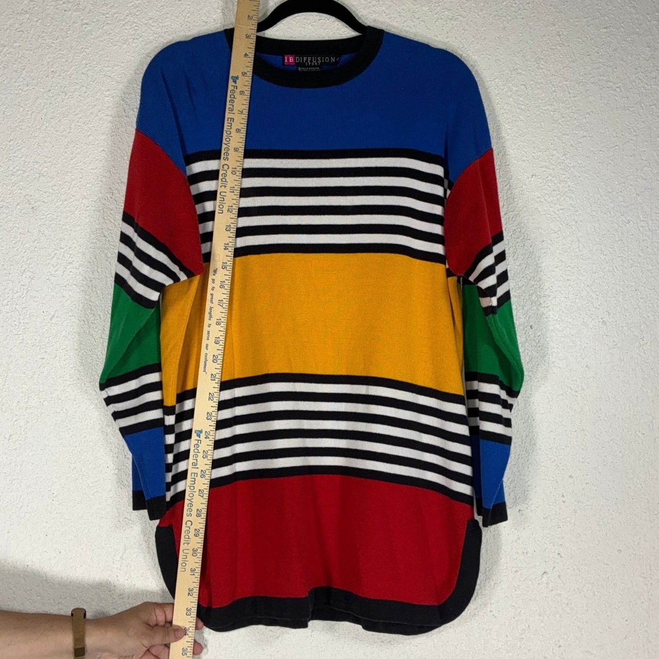 Vintage – I.B. Diffusion Multicolor Striped Sweater – L – Colorblock 90s Y2K top