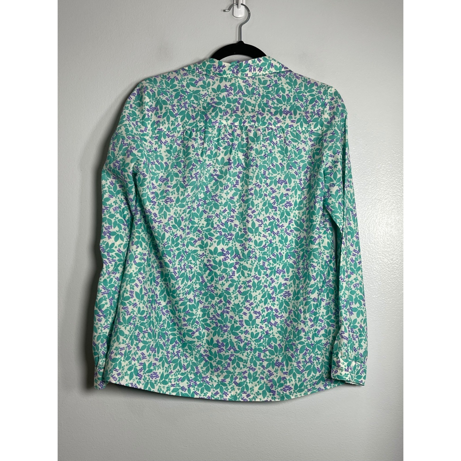 LILLY PULITZER Vintage Floral Long Sleeve Blouse Size 8 Teal Purple Cottagecore