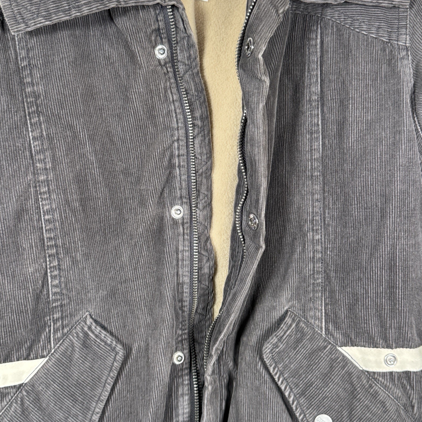 Vintage Womens Diesel Corduroy Jacket Size XXL 19×29 Faux Fur Collar Sherpa Line