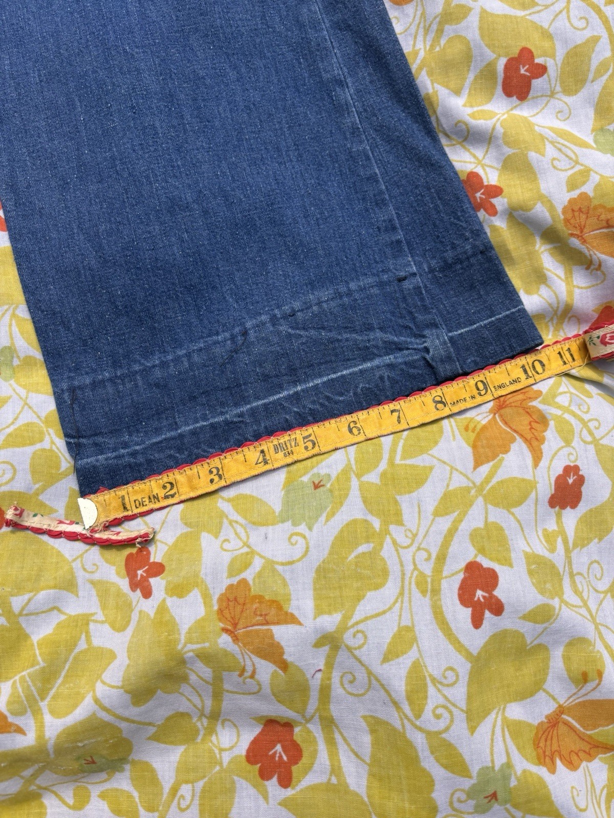 Vintage 70s Maverick Blue Bell Sailor Jeans High Waist Button Fly Flare 33×27.5