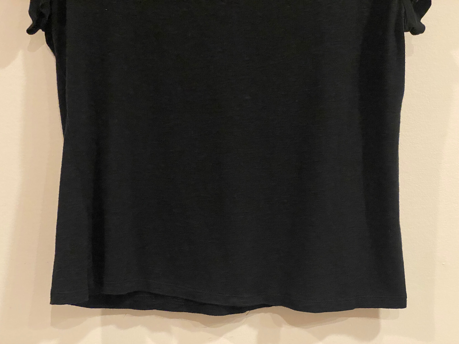 Vintage Forever Fashion Black Polyester & Spandex Top w/Black Rose Decoration -L