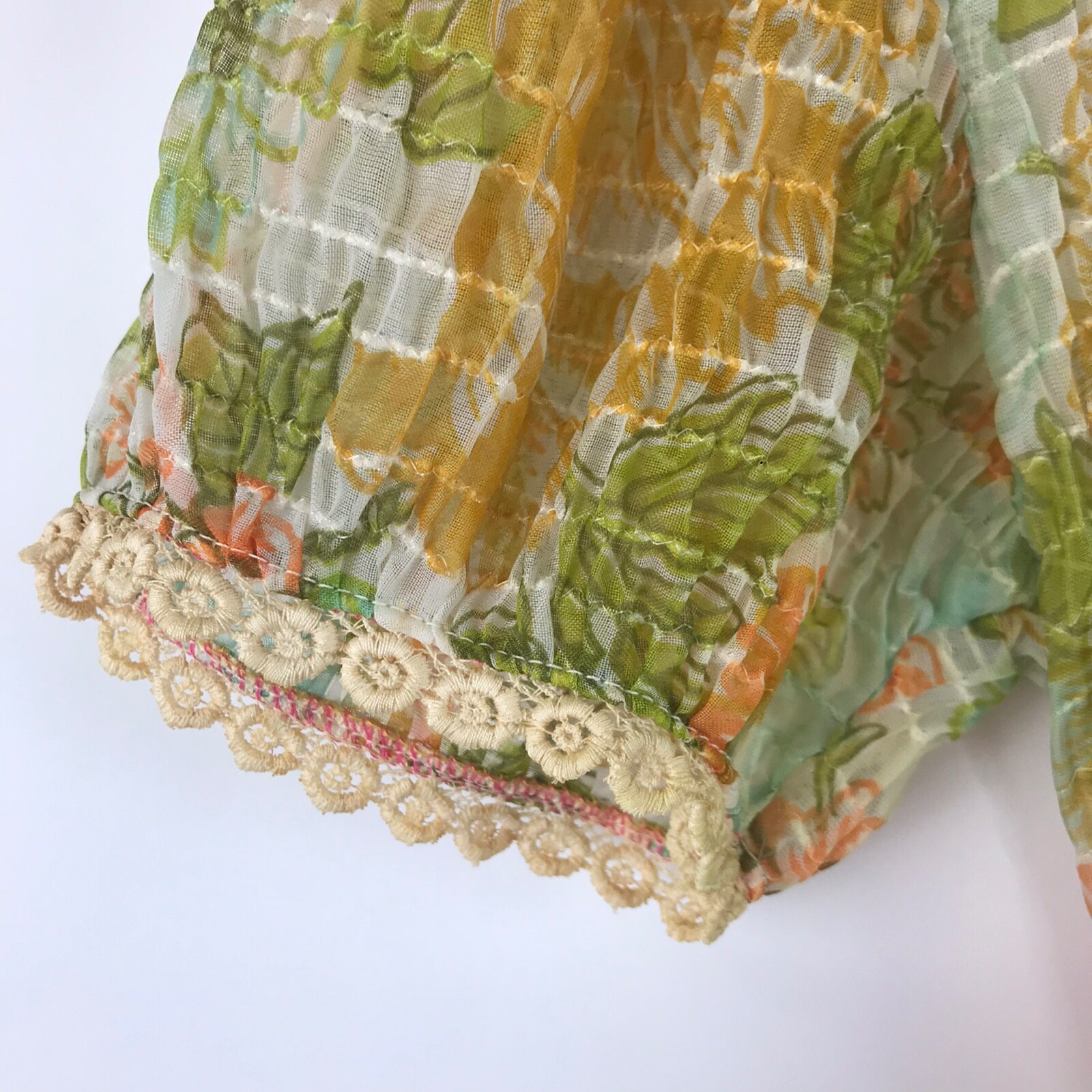 Vintage Maxi Dress Cottagecore Floral Ruffles Lace Trim Hippie BOHO Size 13?