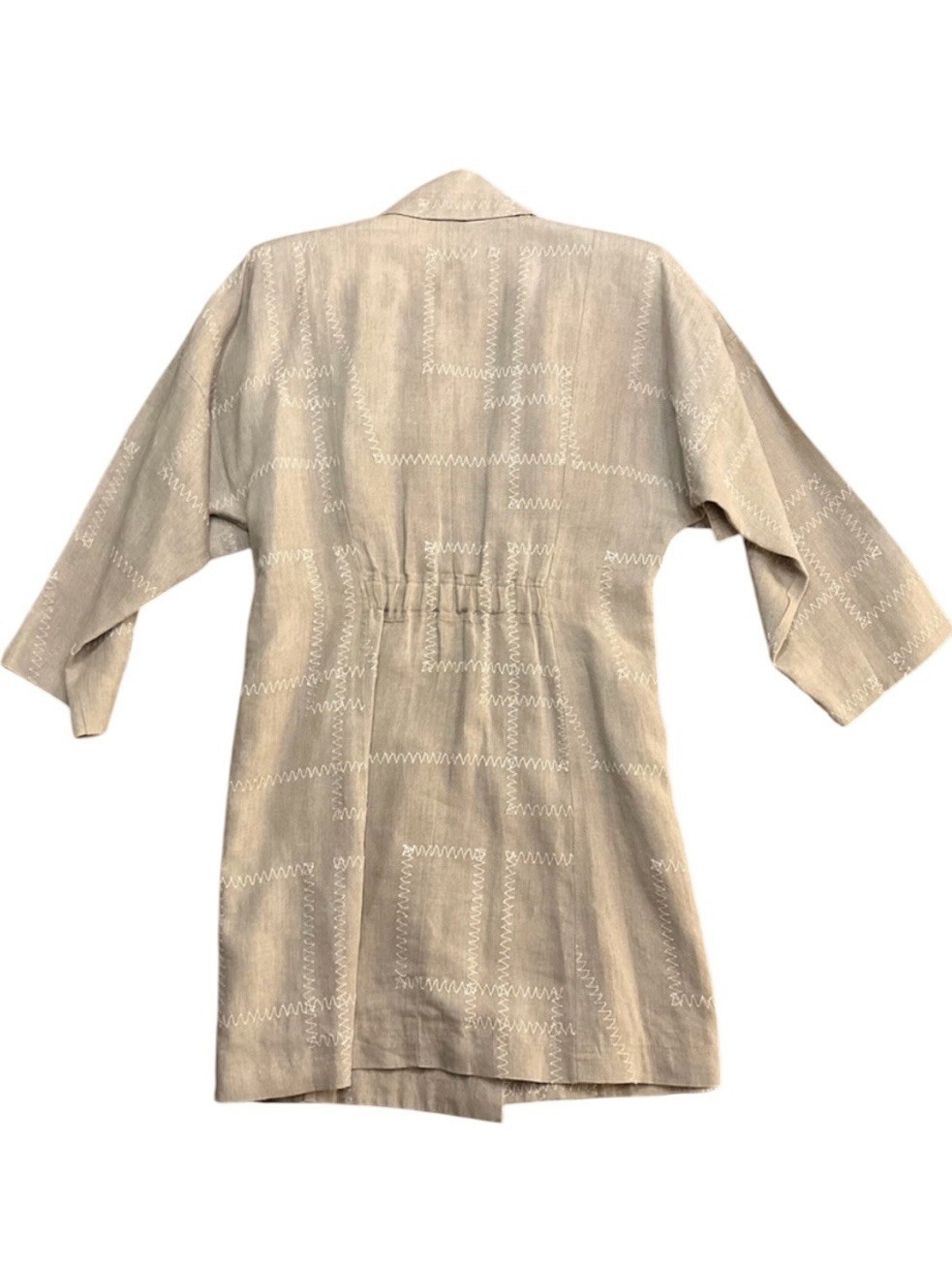 Patrick Kelly Paris Authentic 80s Double Breasted 100% Linen Trench Jacket Sz 38