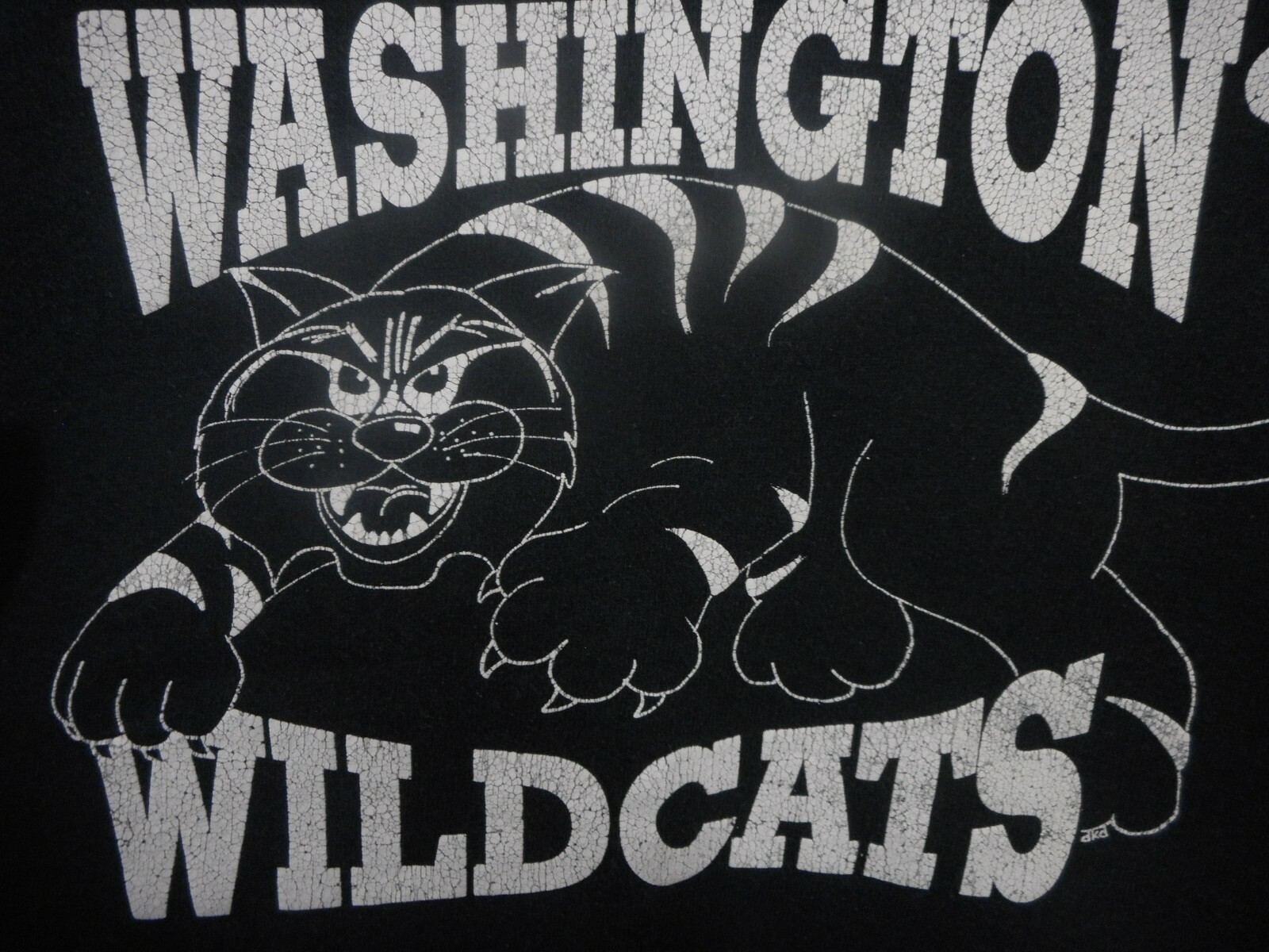Vintage Jerzees Sweatshirt Washington Wildcats Cat Black Old School chest 42″
