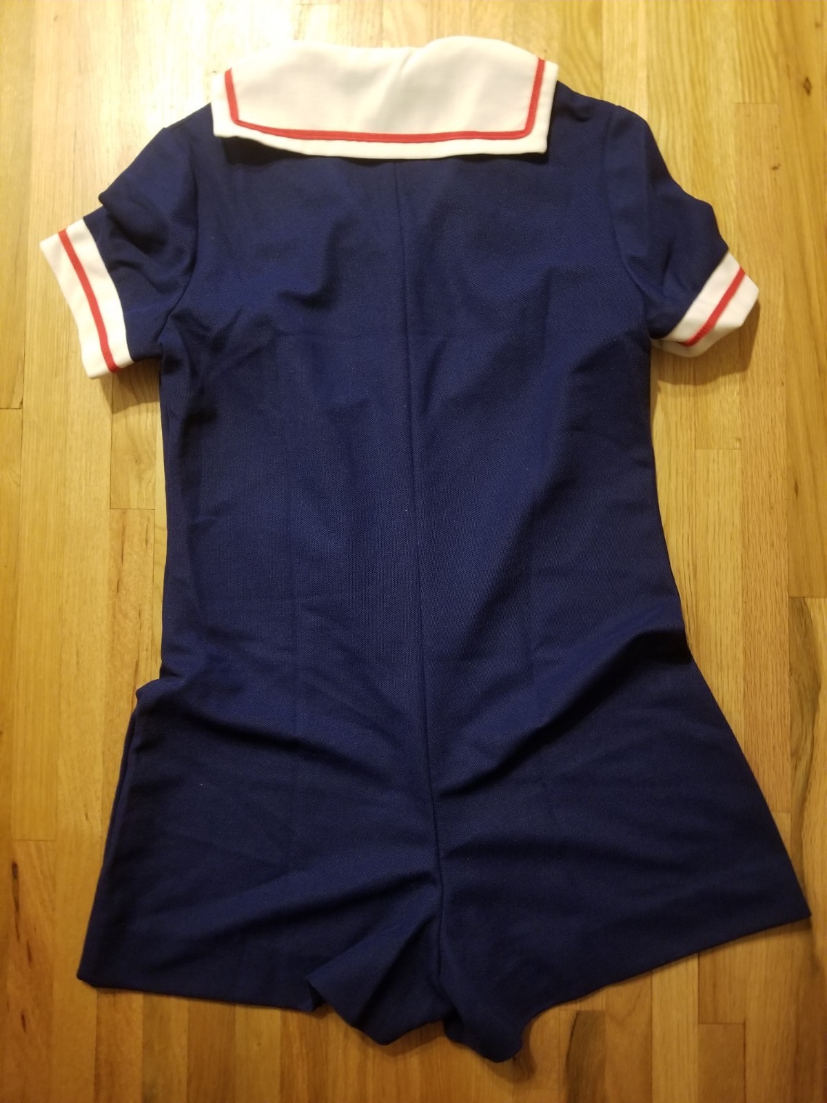 NOS Vintage 1970s Navy Blue SS Sailor Size 15 Hippie 1 Pc Shortalls Polyester