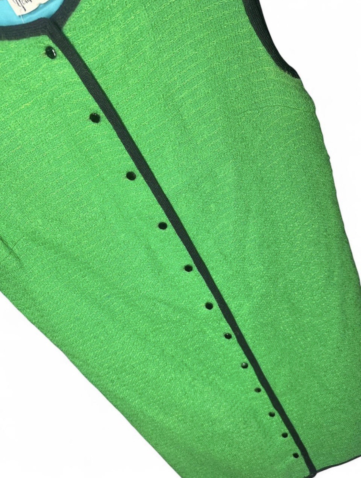 Vintage 1960s Bright Green And Black Button Down Mod Dress By Youth Guild Of NY