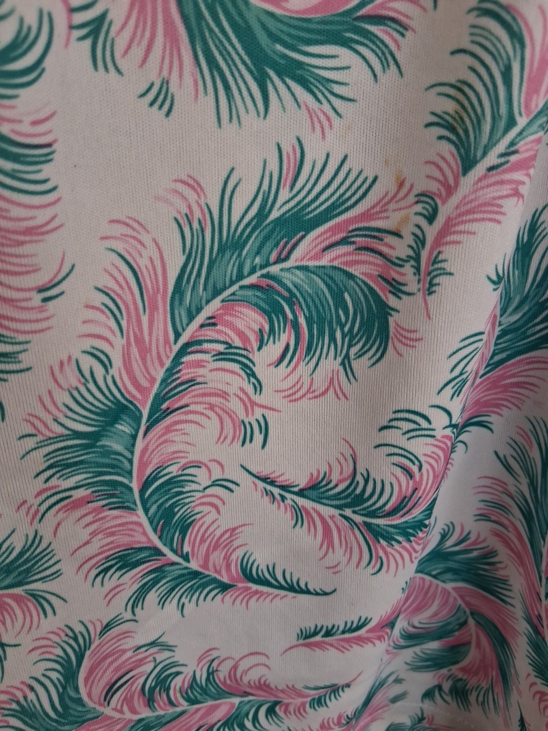 Vintage 70s Blue And Pink Paisley Feathers Med? Retro Disco Groovy Mod Unbrand