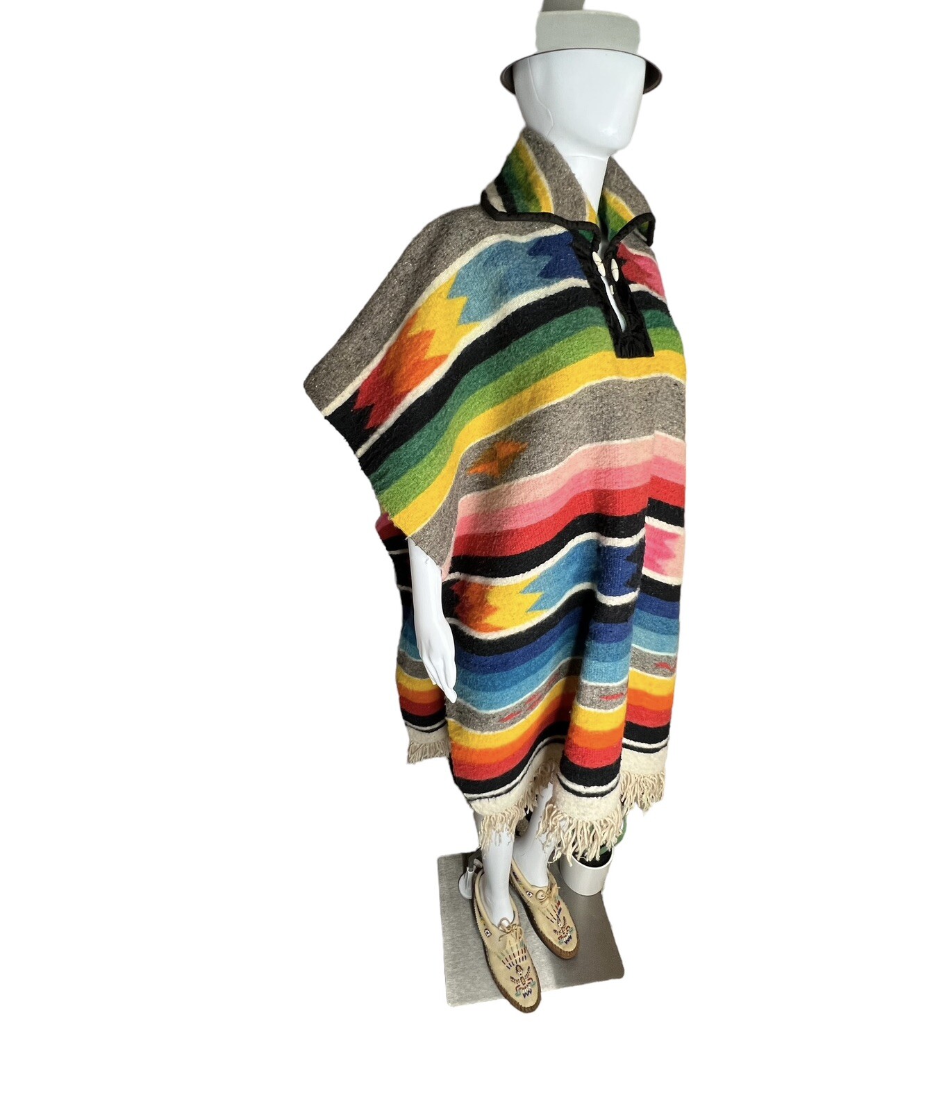 ntage Native American Chimayo Wool Shawl Poncho Southwestern