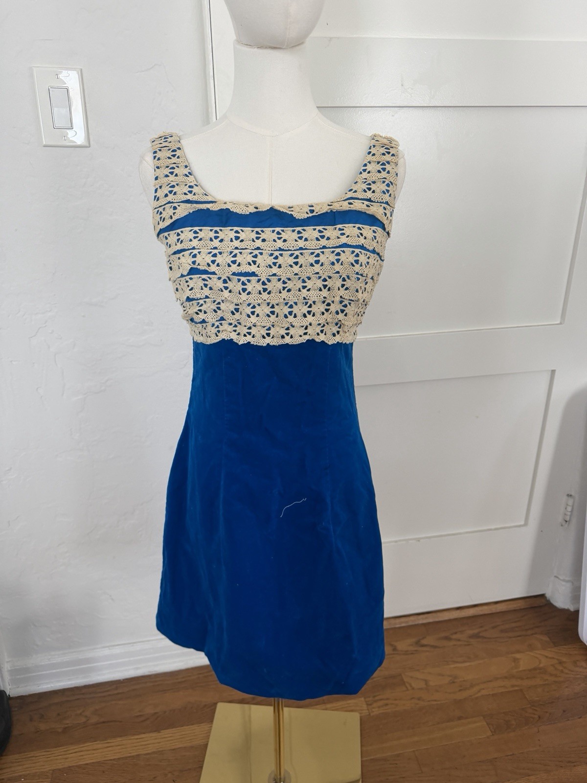 1960s Cobalt Velvet Dress + Jacket Set