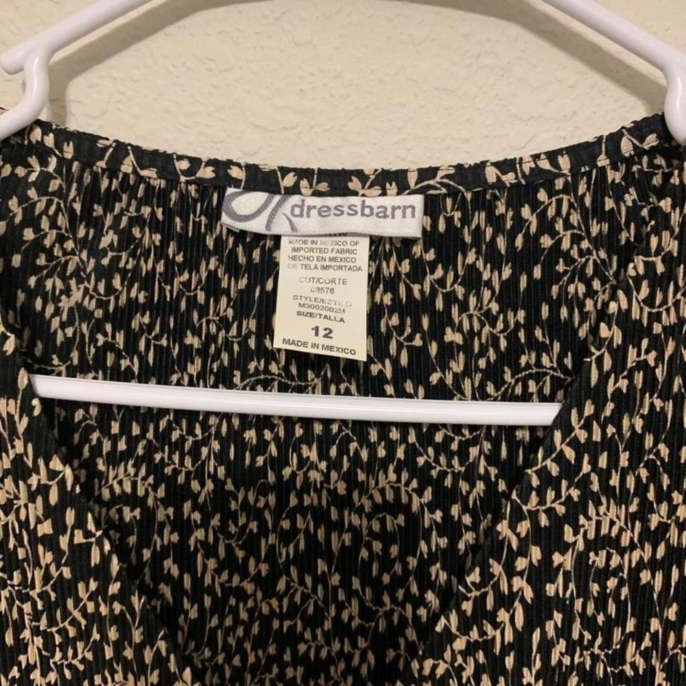 Dressbarn Women’s Size 12 Black & Tan Dress Vintage Shoulder Pads Lightweight