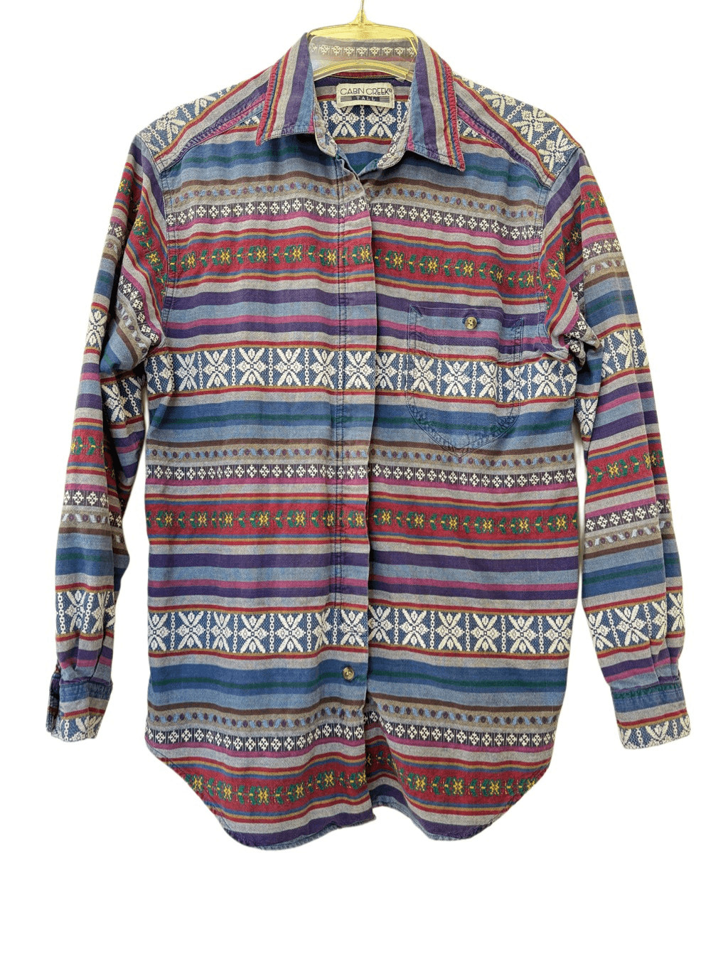Cabin Creek M-L Tall button up vintage 90s southwestern geometric shirt Aztec t