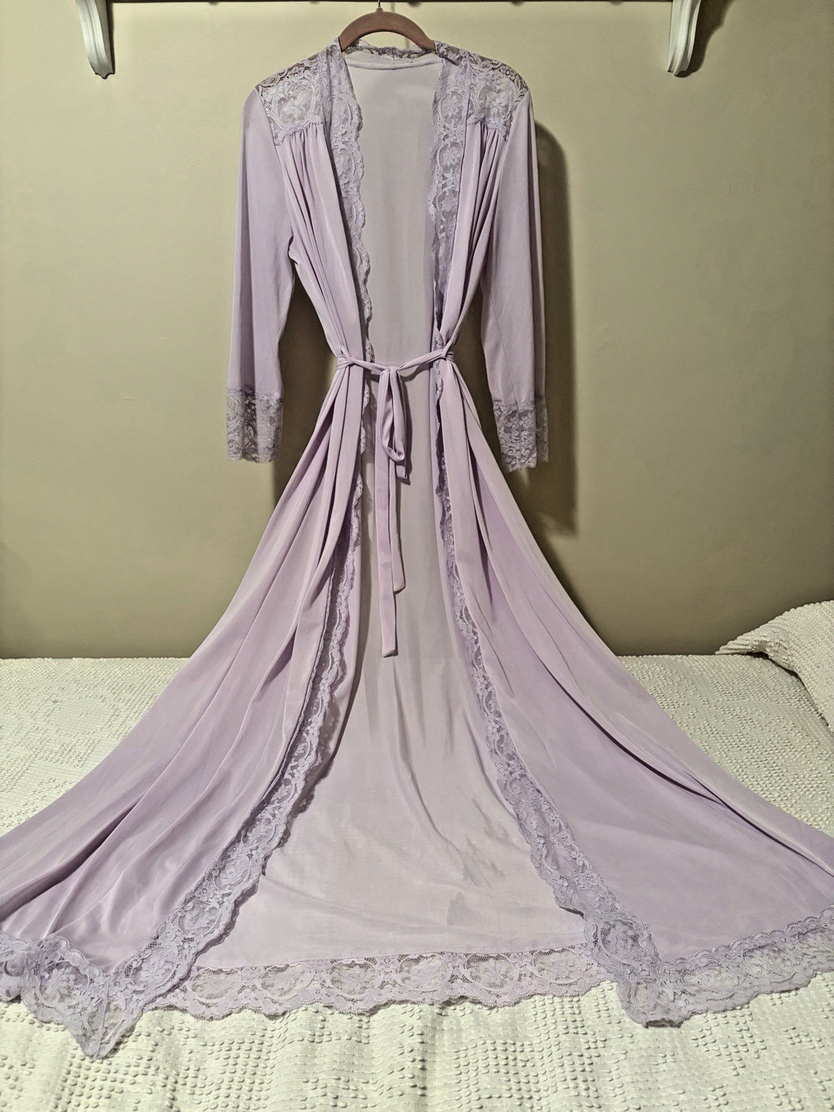 VTG Olga Bodysilk LOT Sz S Negligee & 1 Robe Set Aqua Pale Yellow Lavender -Read