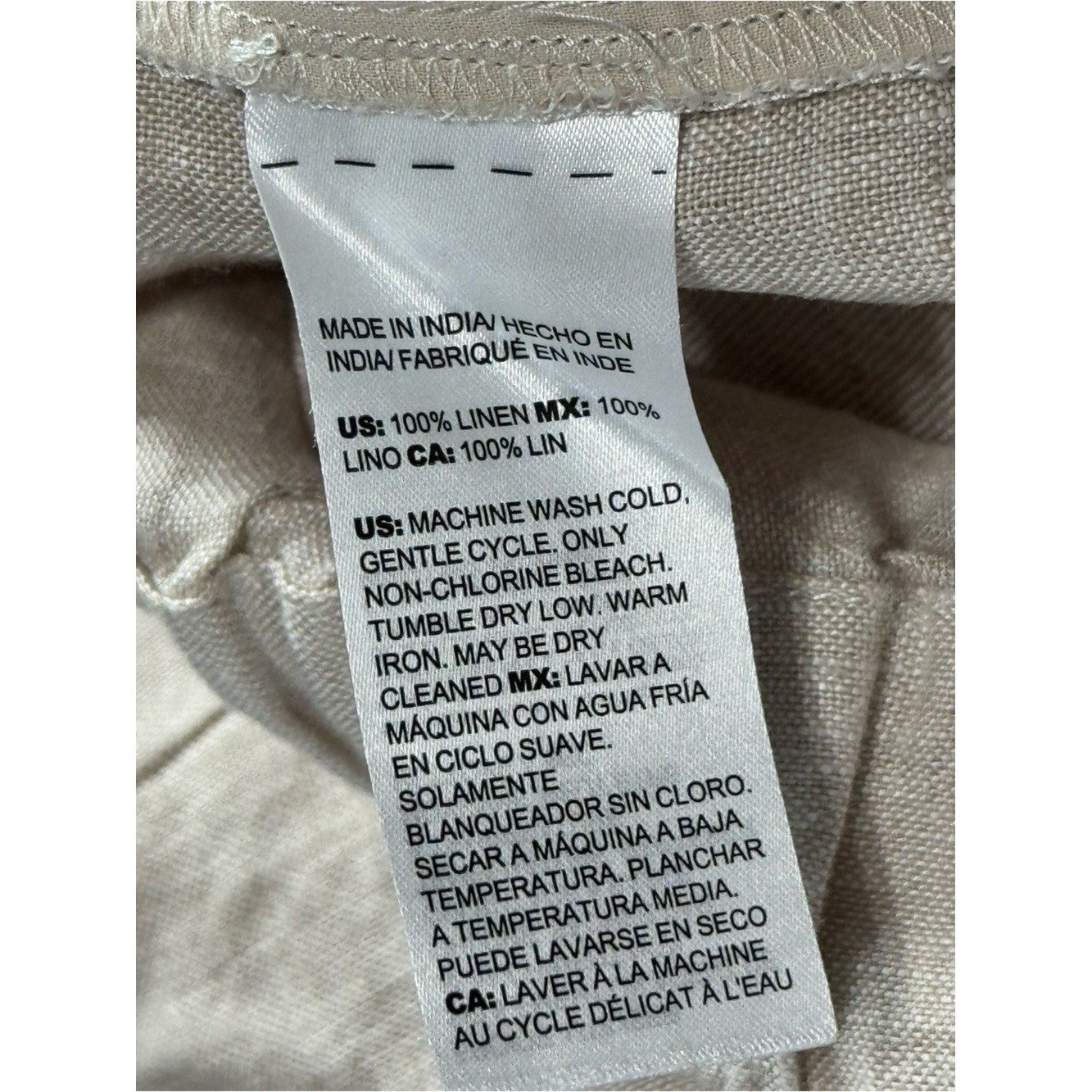 Chico’s 100% Linen Cropped Pants Coastal Grandmother Tan 2.5 XL Quiet Luxury