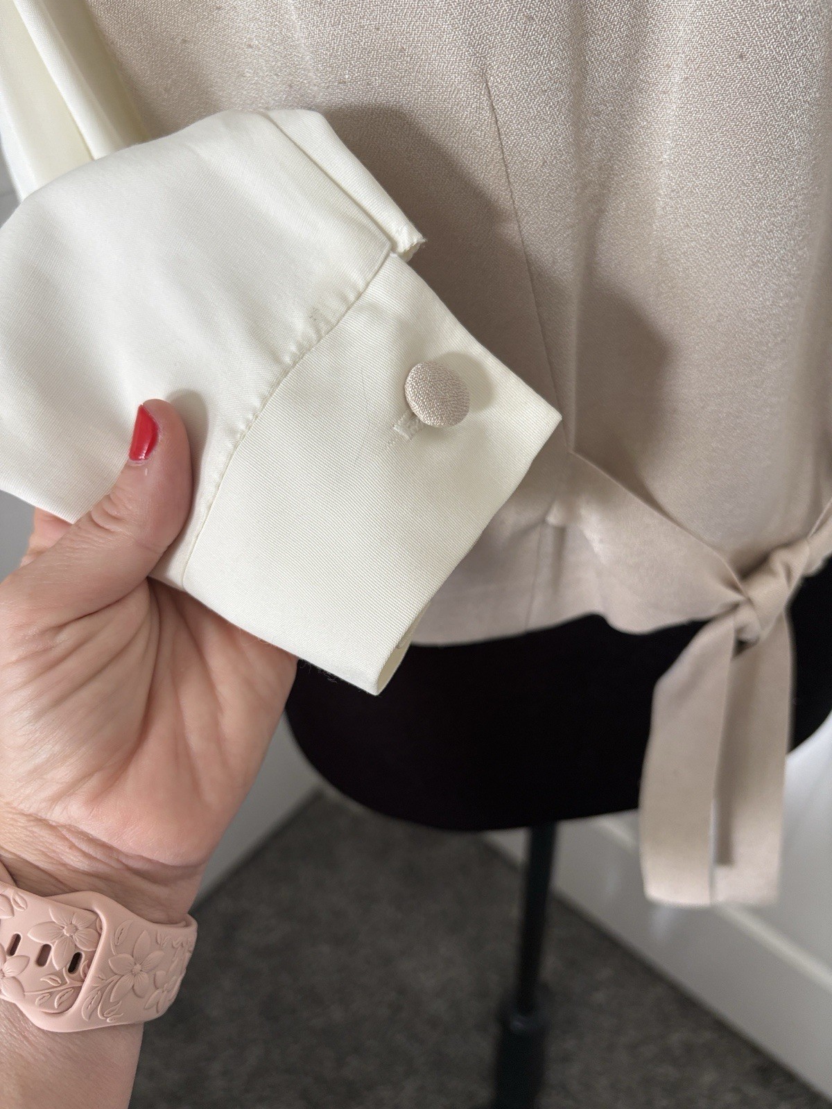 Vintage Just For Petites Beige and Cream Blouse/Vest Combination