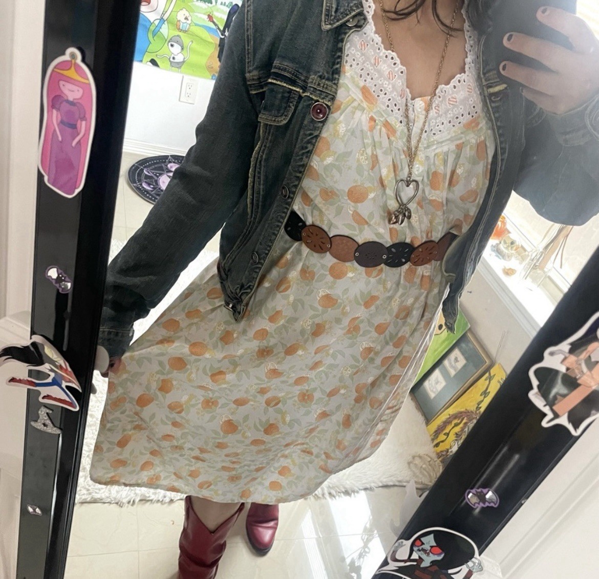 Vintage Lanz of Salzburg citrus Orange print flowy summer house dress