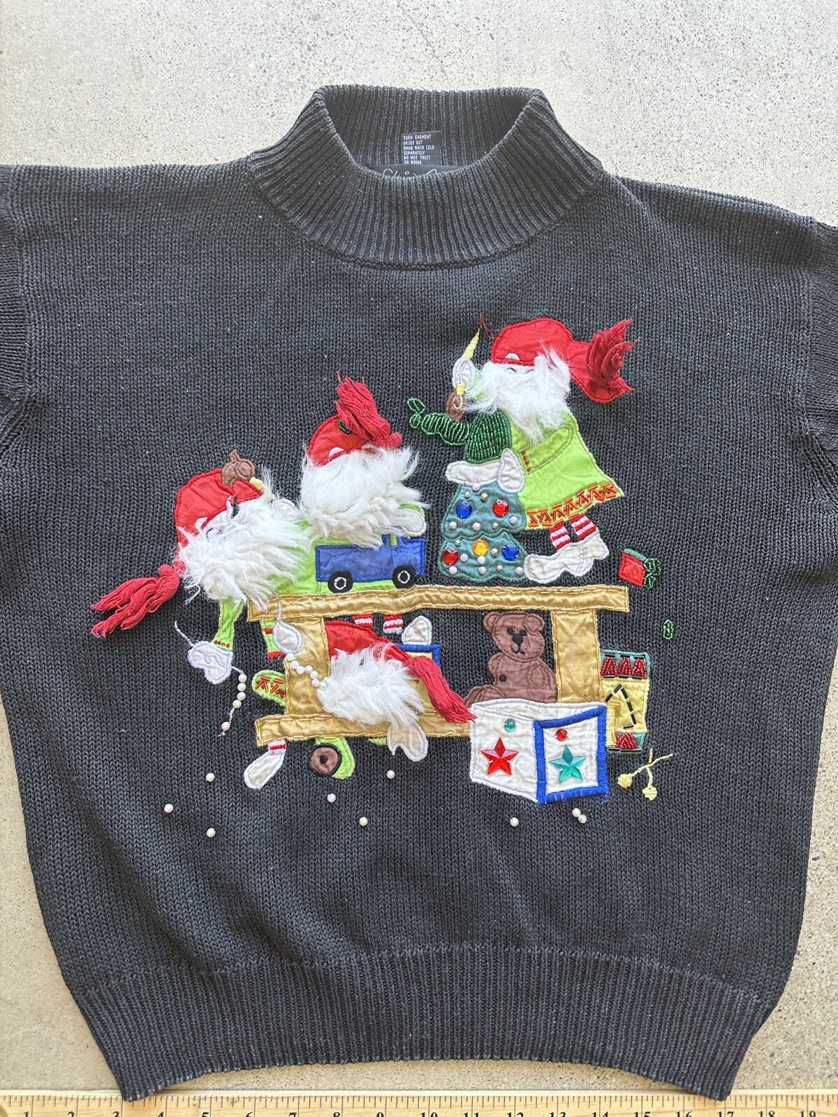 Vintage Work in Progress Gladys Bagley Ugly Christmas Embellished Sweater Size M