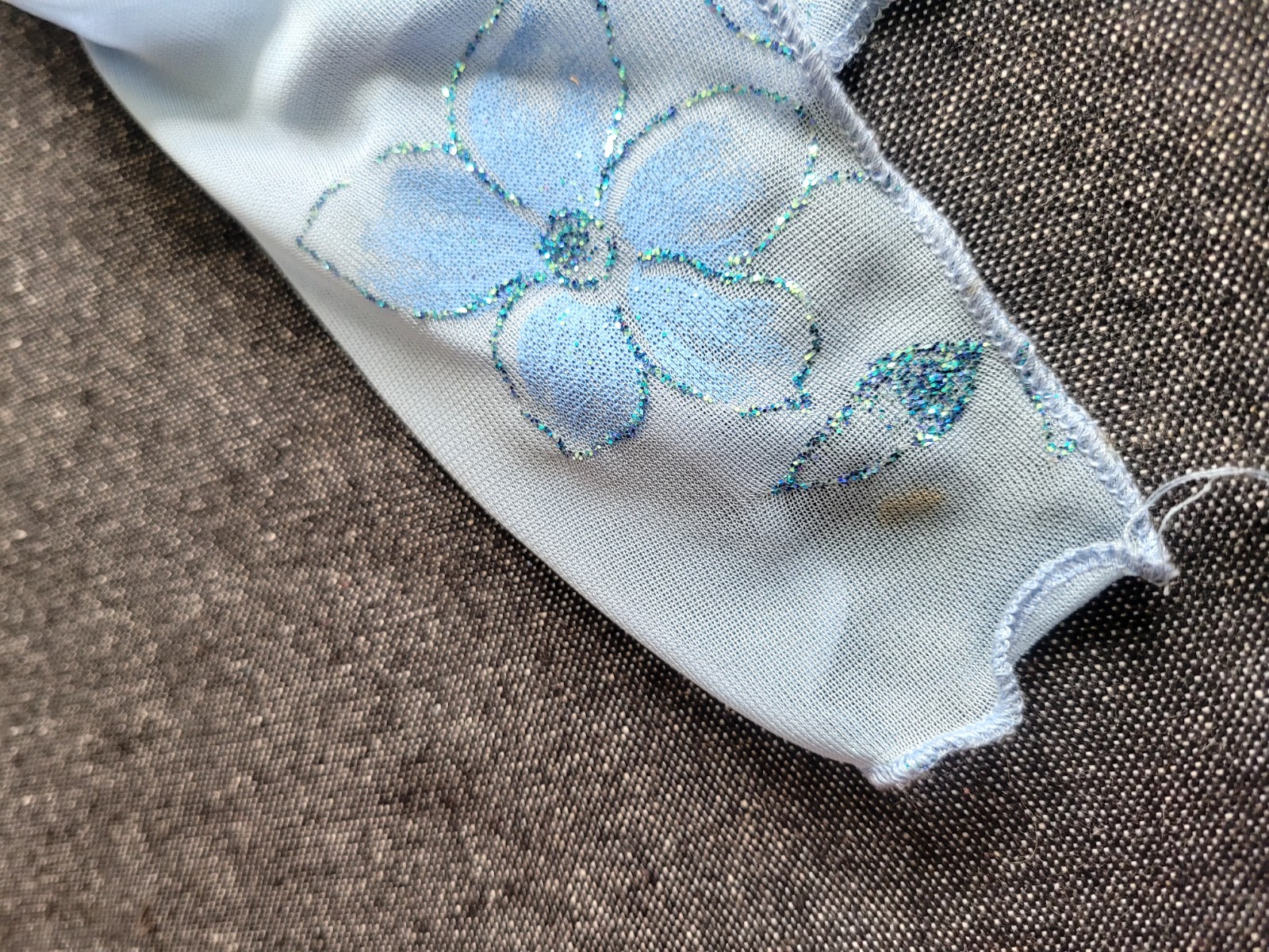 Vintage 90s Y2K Taboo Blue Floral Drop Waist Asymmetrical Hem Prom Hoco Size S/M